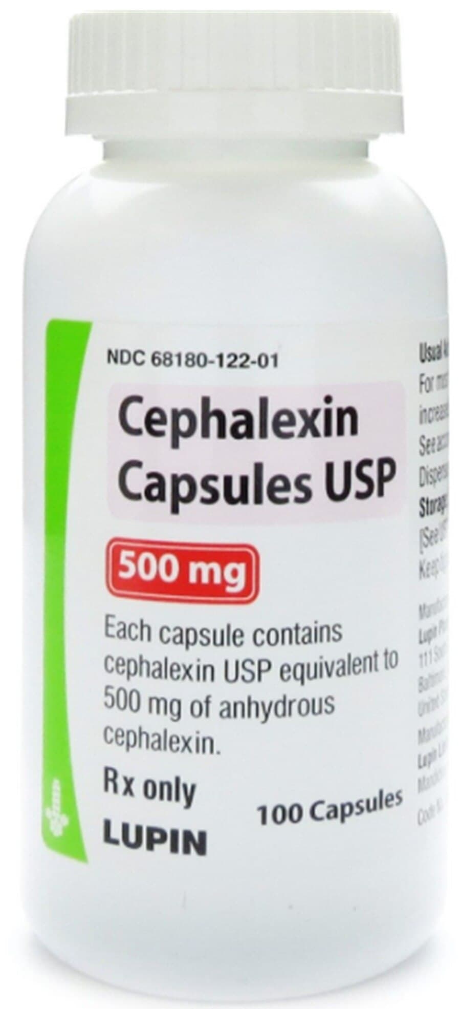 Cephalexin Capsules, 500mg, 100/Bottle, Lupin Pharmaceuticals thumbnail 2