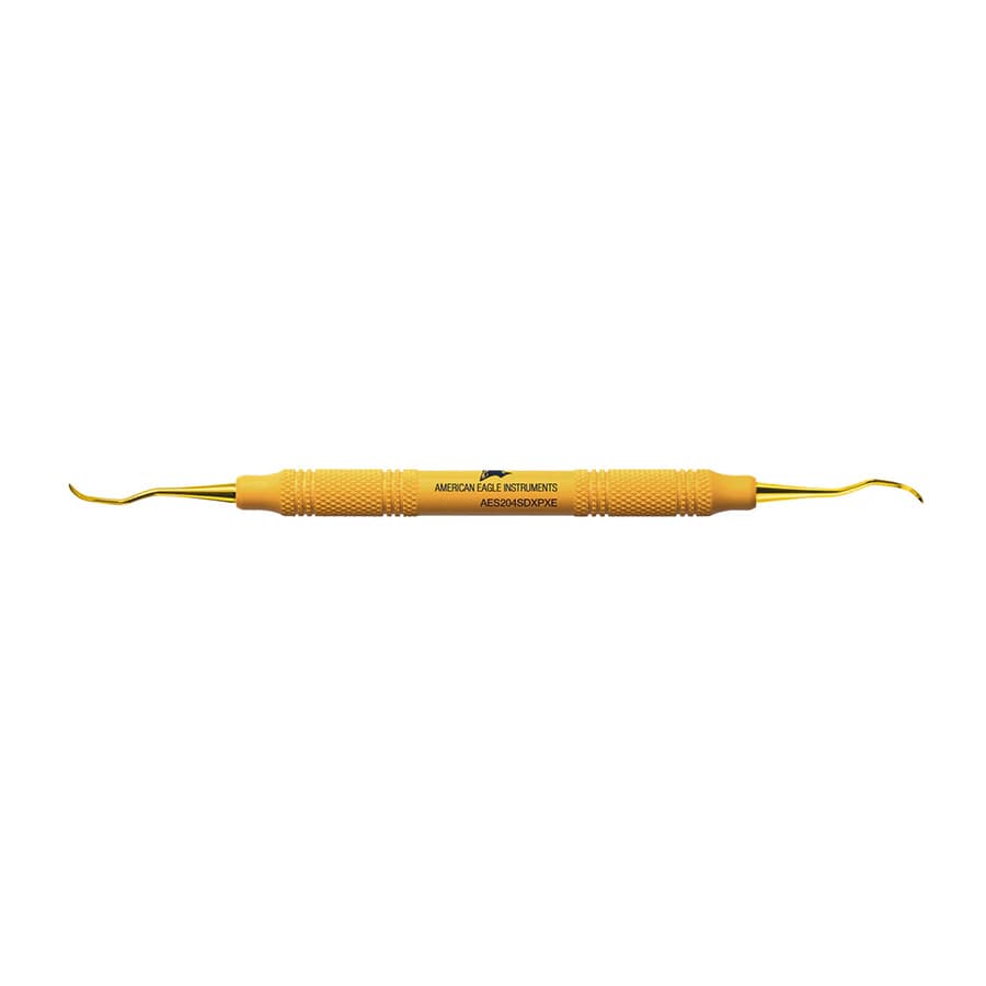 American Eagle XP® SQUARED Technology Scaler 204 SD, Posterior Distal, Double End, Yellow Resin Handle, 3/8" - XP® SQUARED Technology Scaler 204 SD posterior distal with plastic handle - Image 1