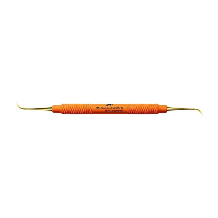 American Eagle XP® SQUARED Technology Scaler Nebraska N128, Anterior, Double-Ended, 3/8 Handle, Orange, EagleLite Plastic Handle, AESN128DEXPXE - XP® SQUARED Technology Scaler Nebraska N128 anterior double-ended with plastic handle - Image 1