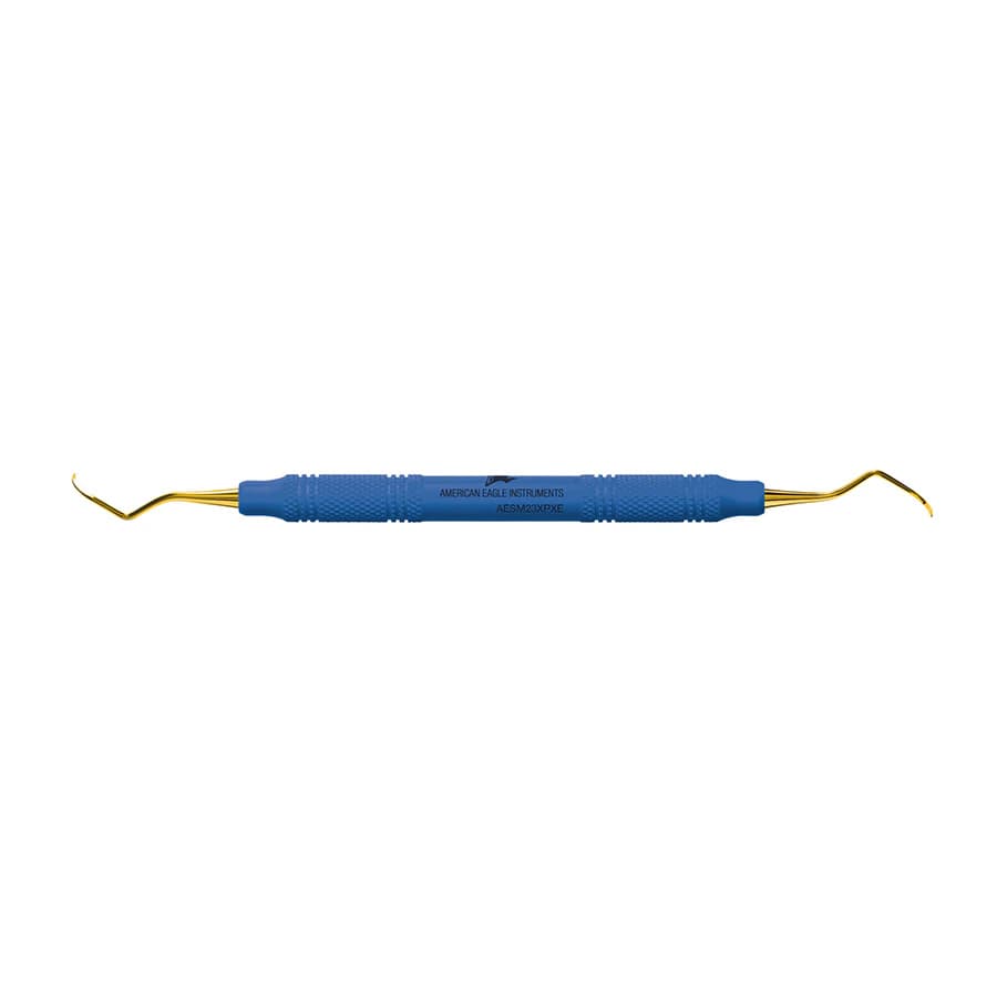 American Eagle XP® SQUARED Technology Scaler M23 Posterior, Double End, Blue Resin Handle, 3/8", AESM23XPXE - XP® SQUARED Technology Scaler M23 posterior with plastic handle - Image 1