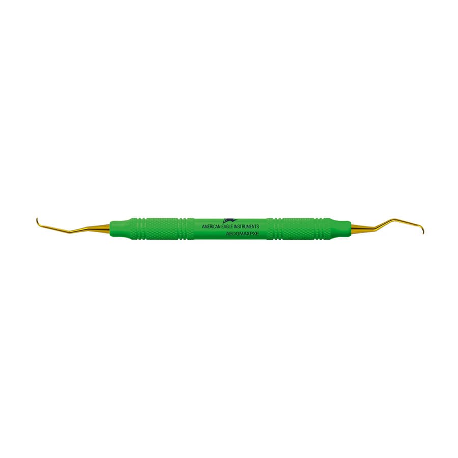 American Eagle XP® SQUARED Technology Double-Gracey Mini Anterior, Green, EagleLite Handle, 1/Pkg, AEDGMAXPXE - XP® SQUARED Technology Double-Gracey Mini anterior with a plastic handle - Image 1