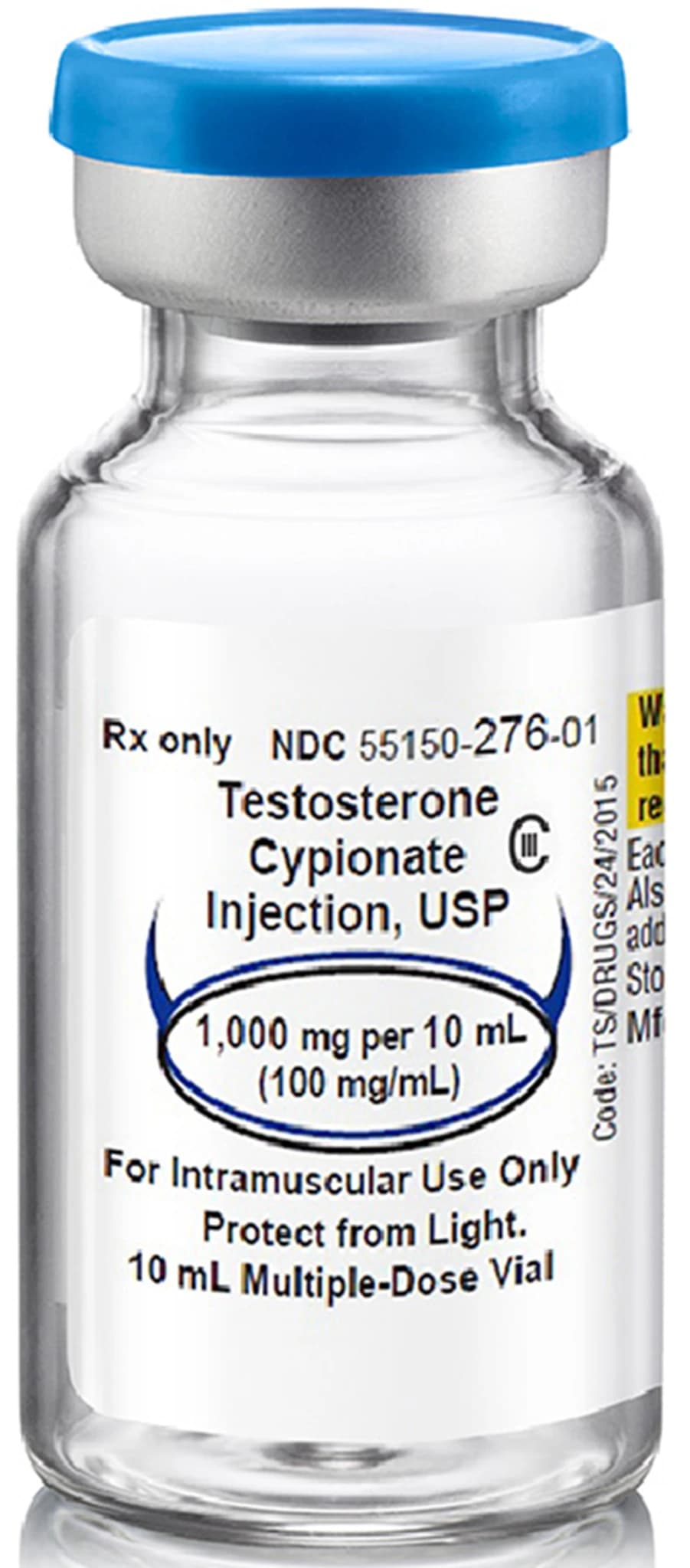 Testosterone Cypionate Injection USP, 100 mg/mL, 10 mL Multiple-Dose Vial, Eugia US LLC - Testosterone Cyp Inj MDV 10mL - Image 1