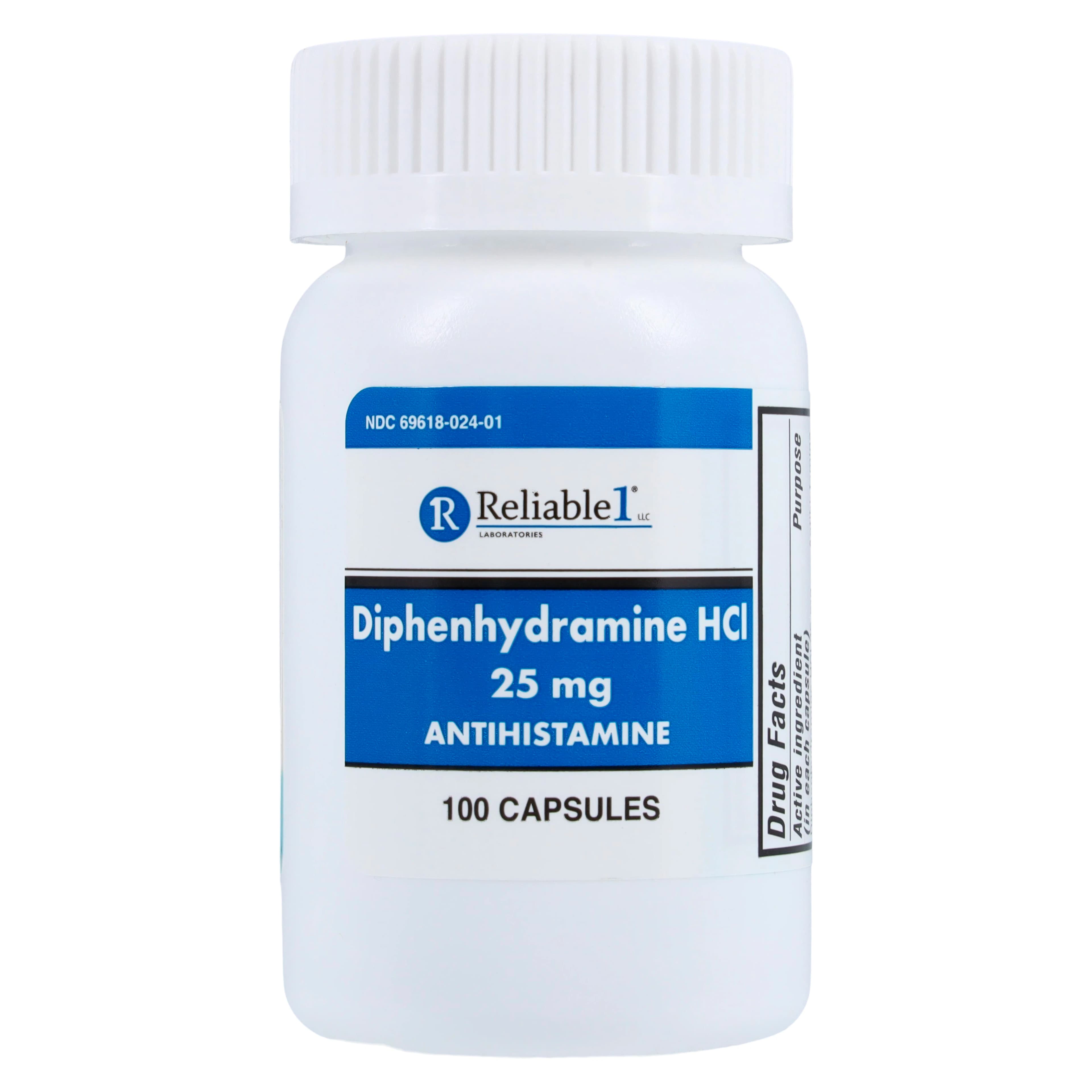Diphenhydramine HCl Capsules, 25mg, 100/Bottle - Diphenhydramine HCl Capsules - Image 1