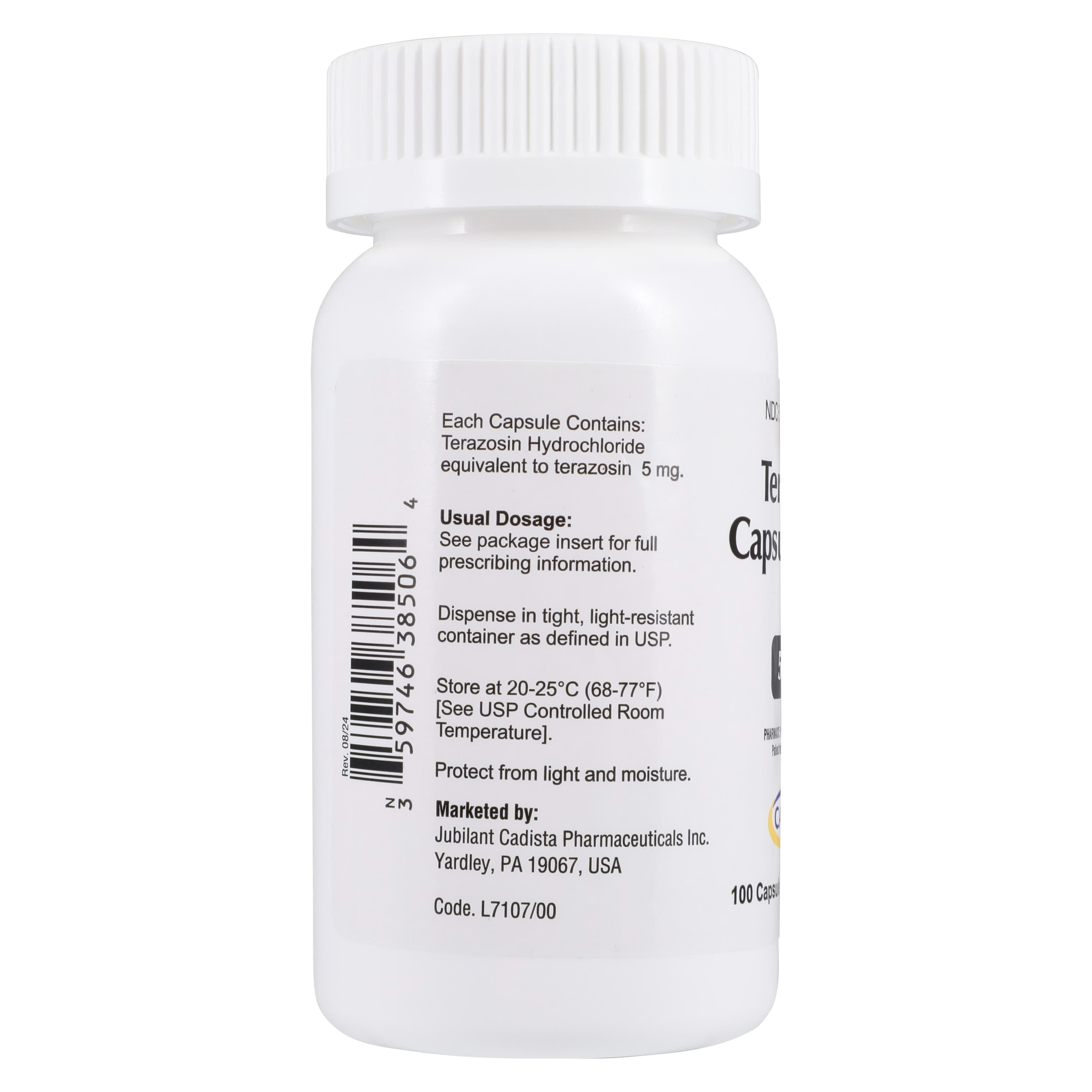 Terazosin HCl Capsules, 5mg, 100/Bottle, Cadista Pharmaceuticals thumbnail 2