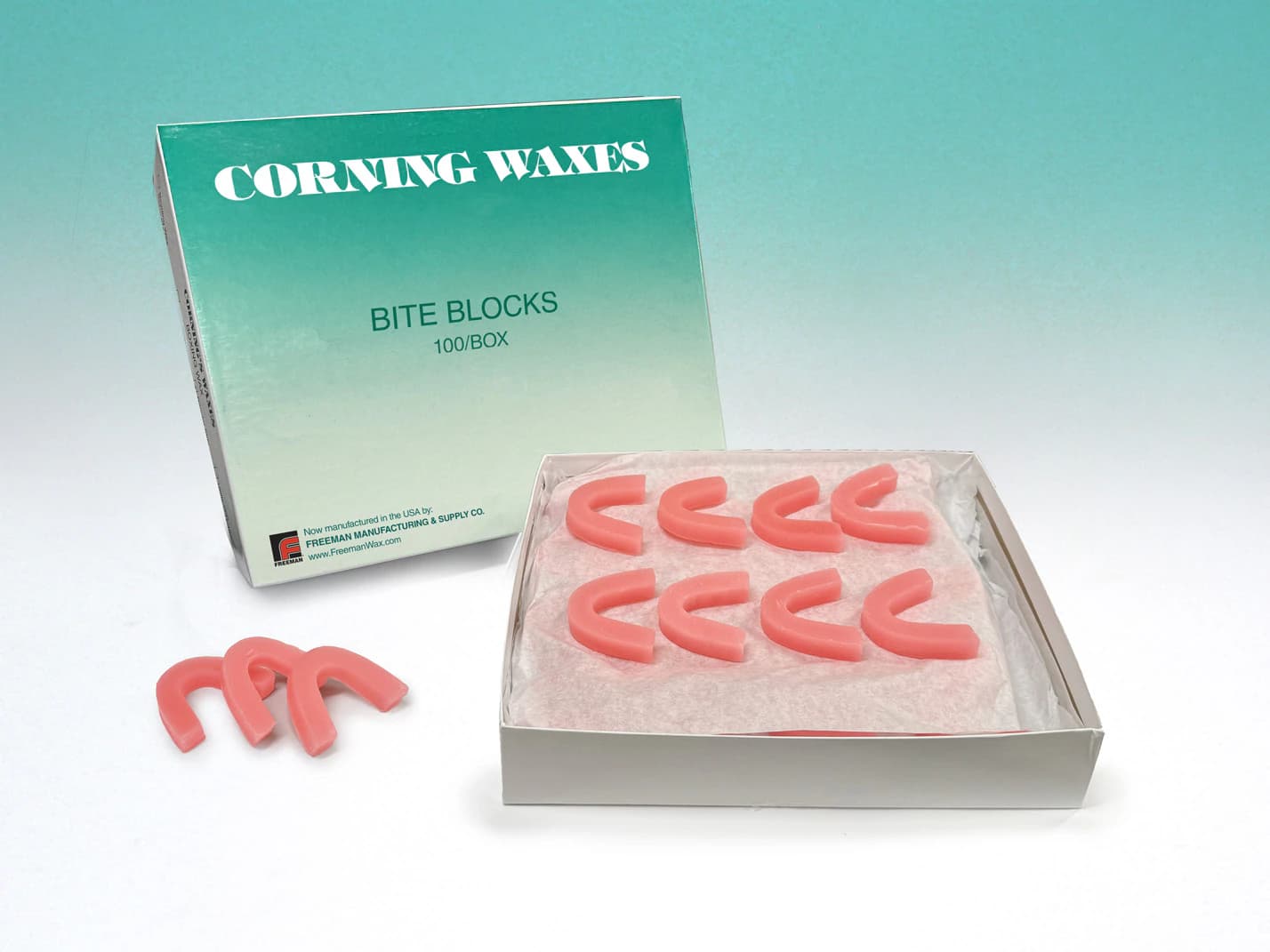 Freeman Pink Bite Blocks, 3/8", Box of 100, 01KEZKNMG8JK20V802RGP9RYH2 - Pink Bite Blocks 3/8" Box of 100 - Image 1