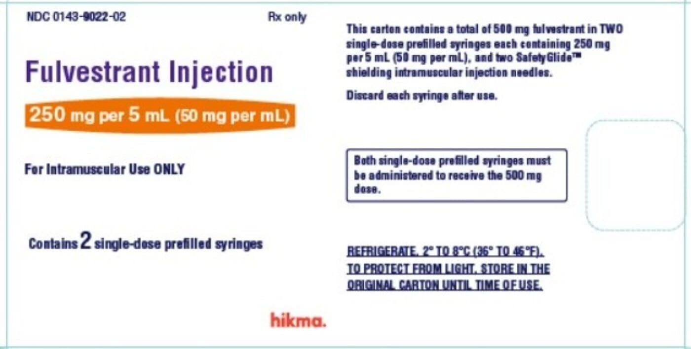 Fulvestrant Injection 50 mg/mL Prefilled Syringe, 5 mL, 2/Package - Fulvestrant Inj Syringe 5ml - Image 1