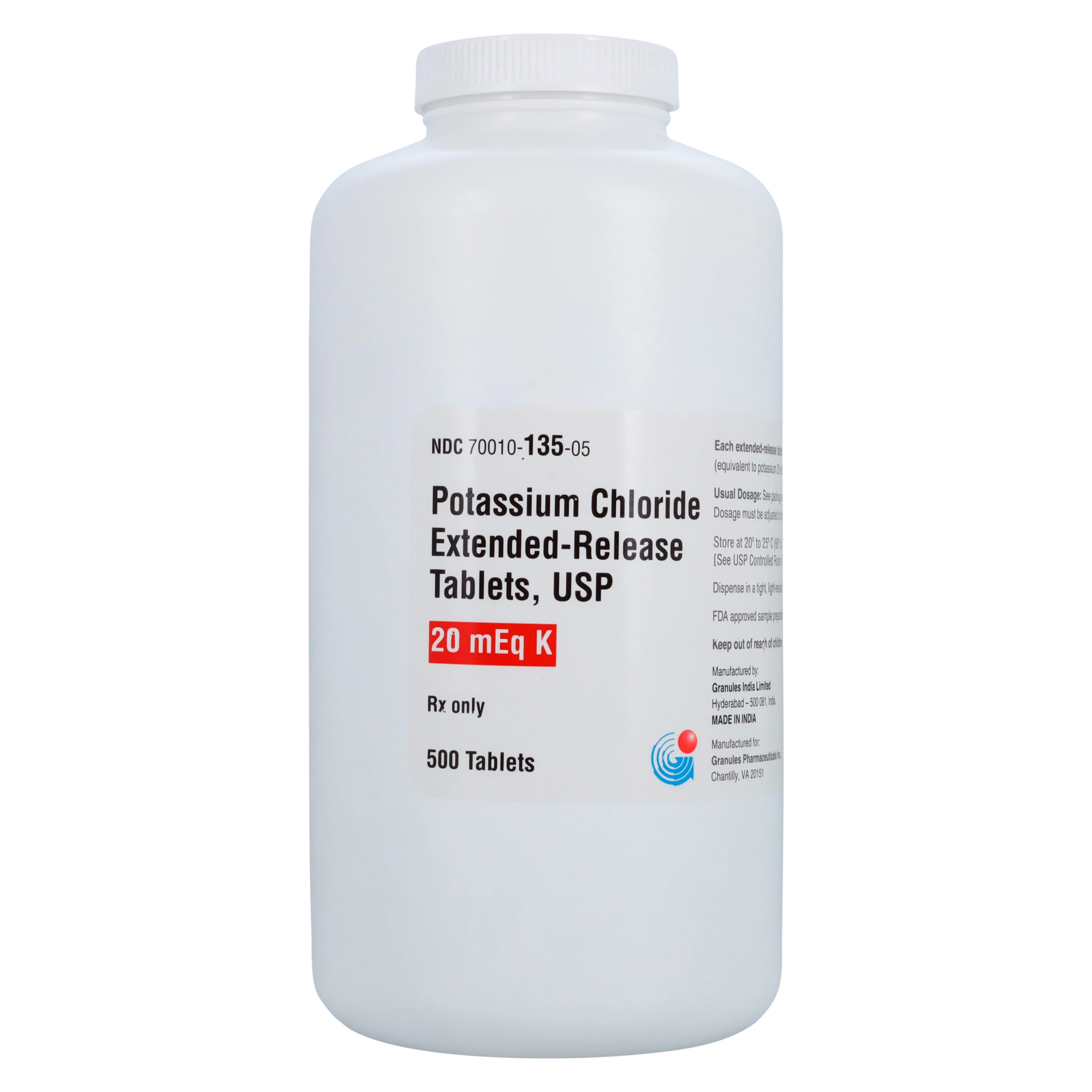Potassium Chloride ER Tablets, 20mEq, Extended-Release, 500/Bottle - Potassium Chloride ER Tabs - Image 1