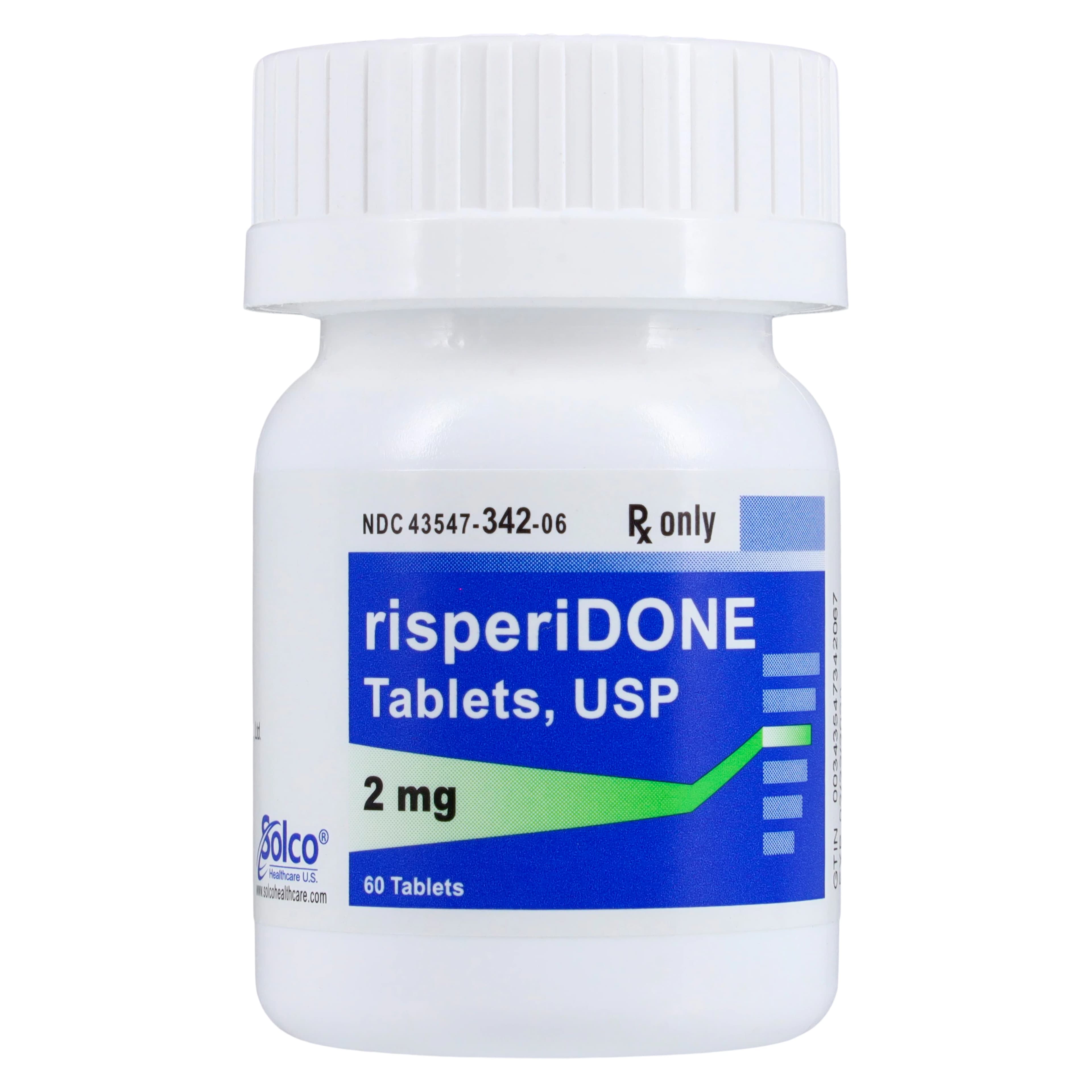 Risperidone Tablets 2 mg, 60 Count Bottle (Solco Healthcare) - Risperidone Tablets - Image 1