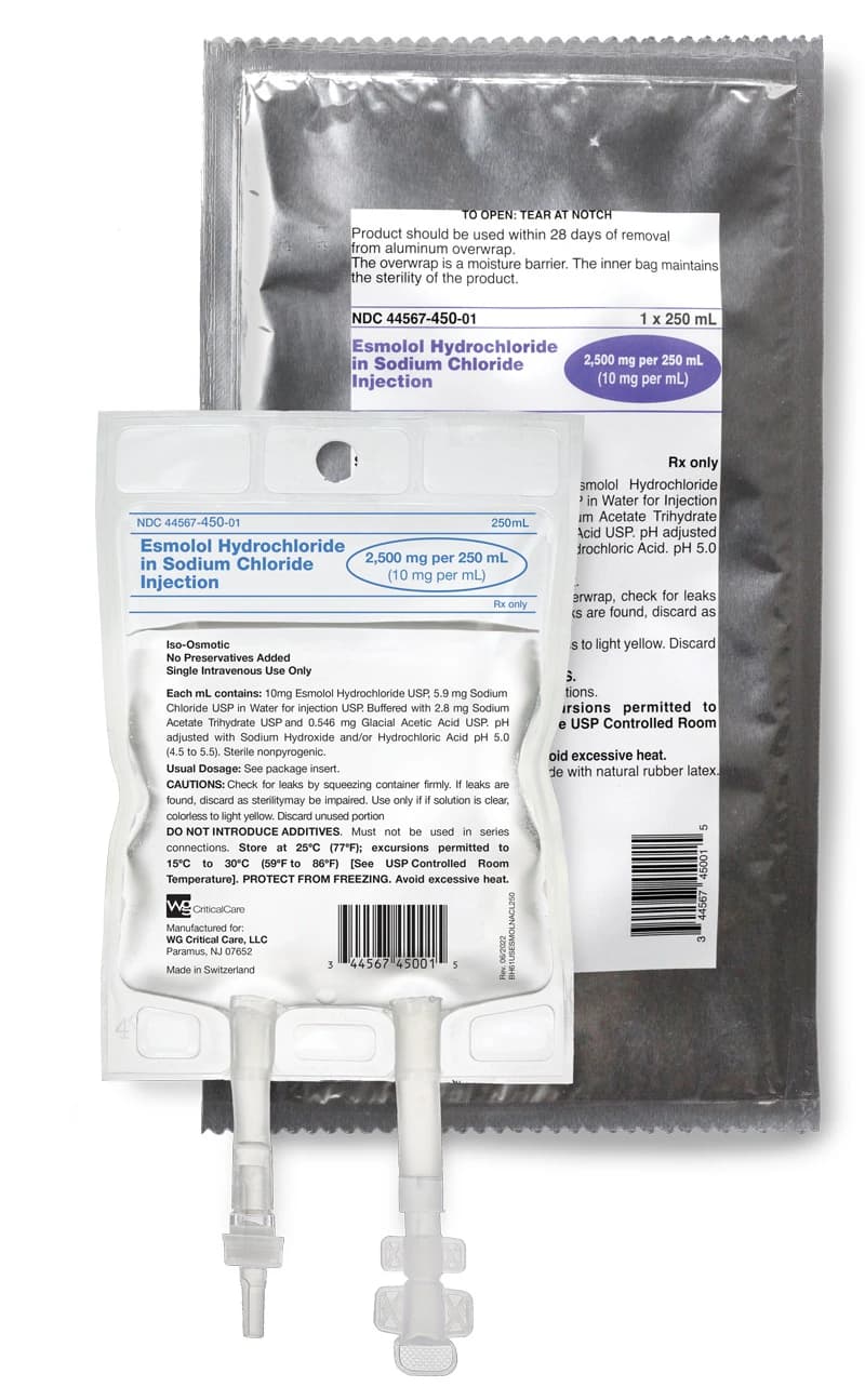 Esmolol HCl Injection 10 mg/mL in NaCl, 250 mL Bag, 10/Package - Esmolol HCl NACL Bag 250mL - Image 1