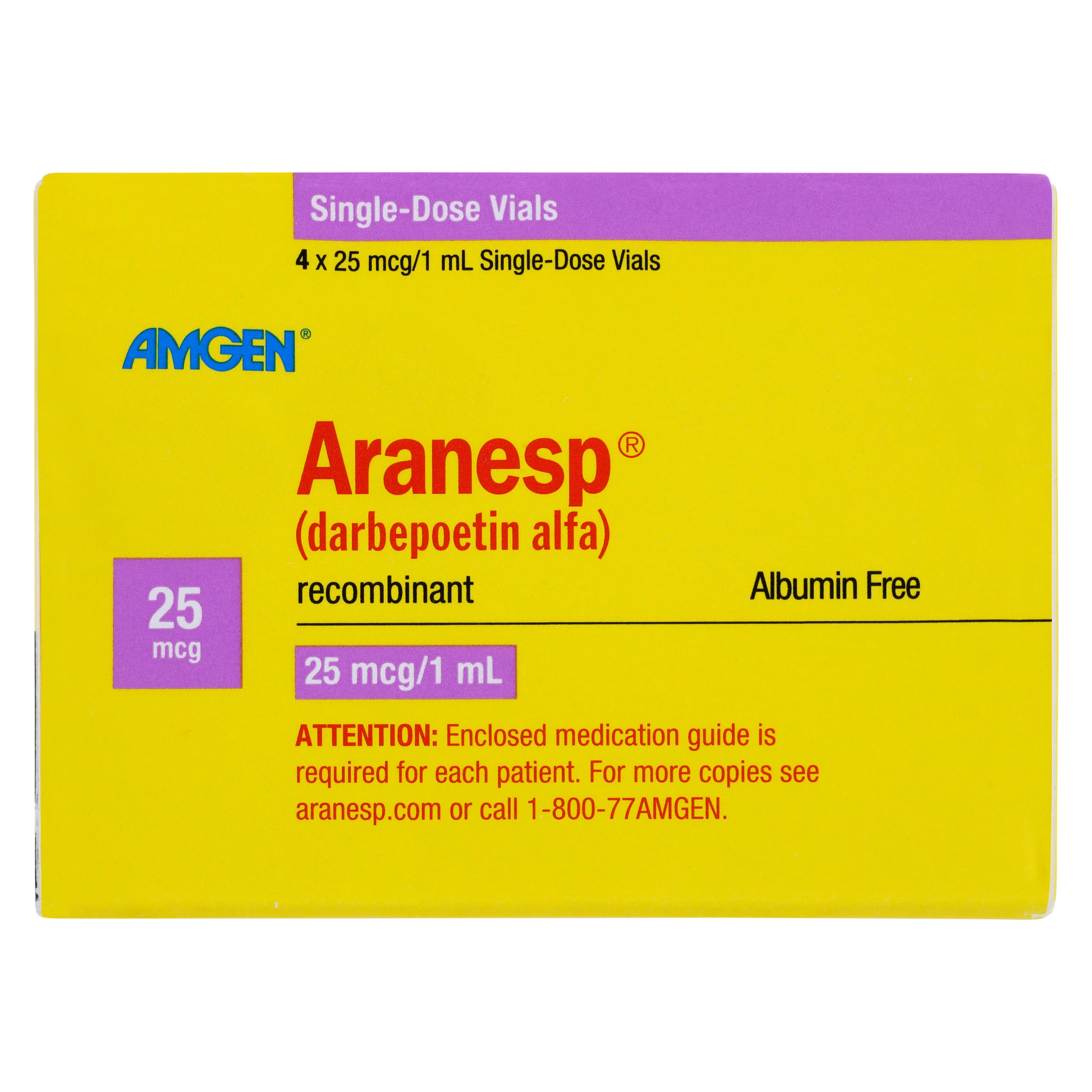 Aranesp (darbepoetin alfa) Injection, 25 mcg Single-Dose Vial, 1 mL, 4/Package thumbnail 3