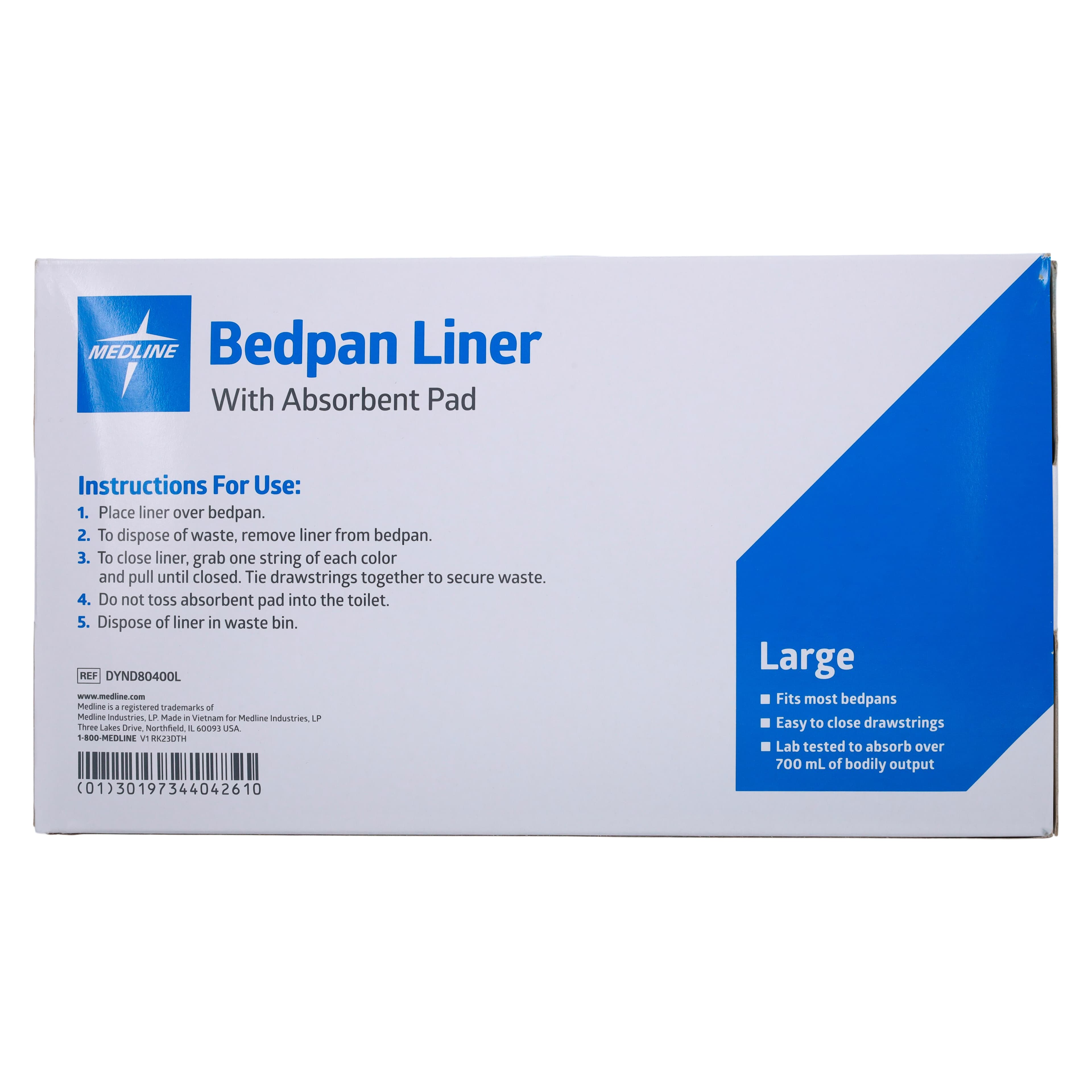 Medline Bedpan Liner with Absorbent Pad, White, 700mL thumbnail 3