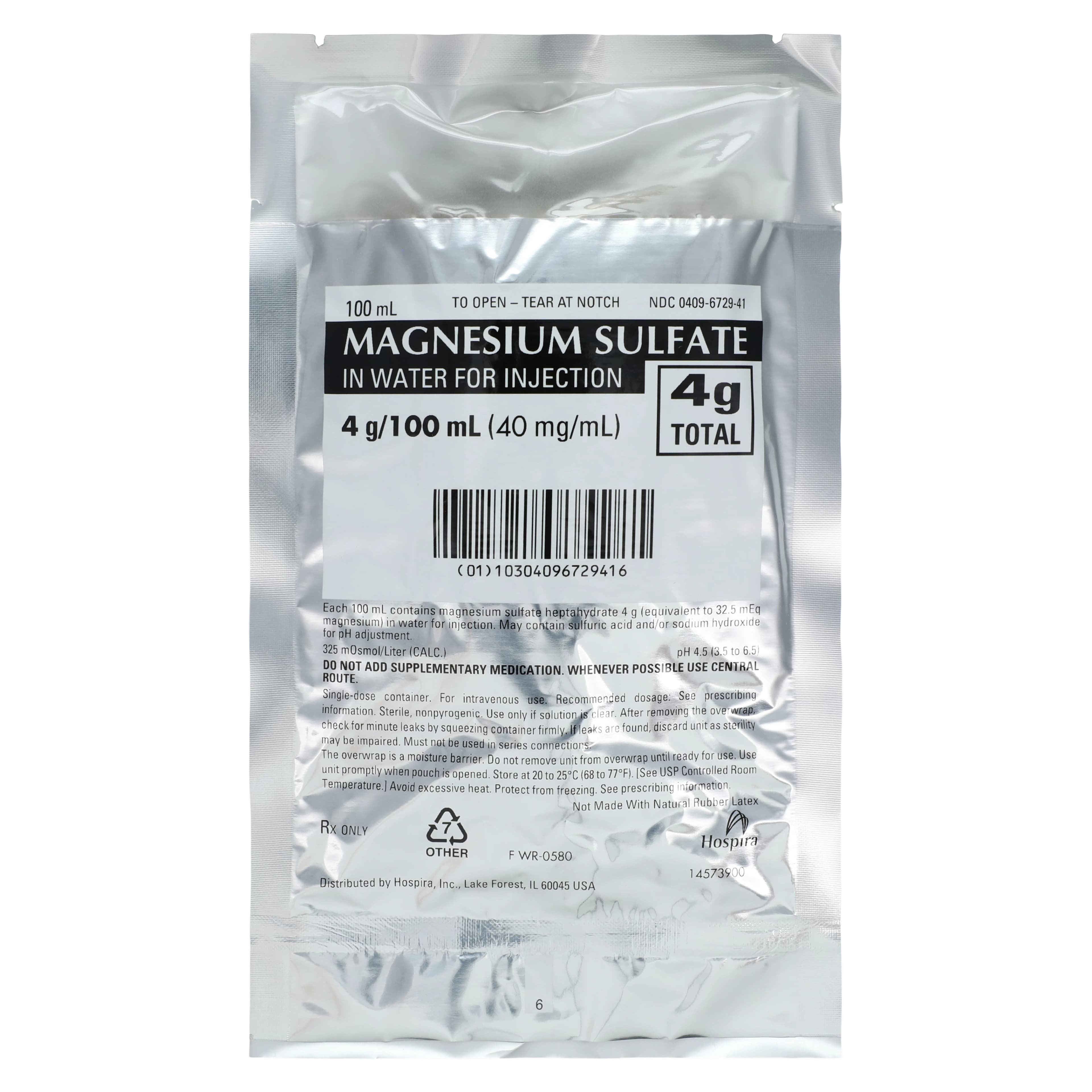 Magnesium Sulfate Injection, 40 mg/mL, 100 mL Vial, 24/Package (Pfizer Injectables) - Magnesium Sulf in Water Inj - Image 1