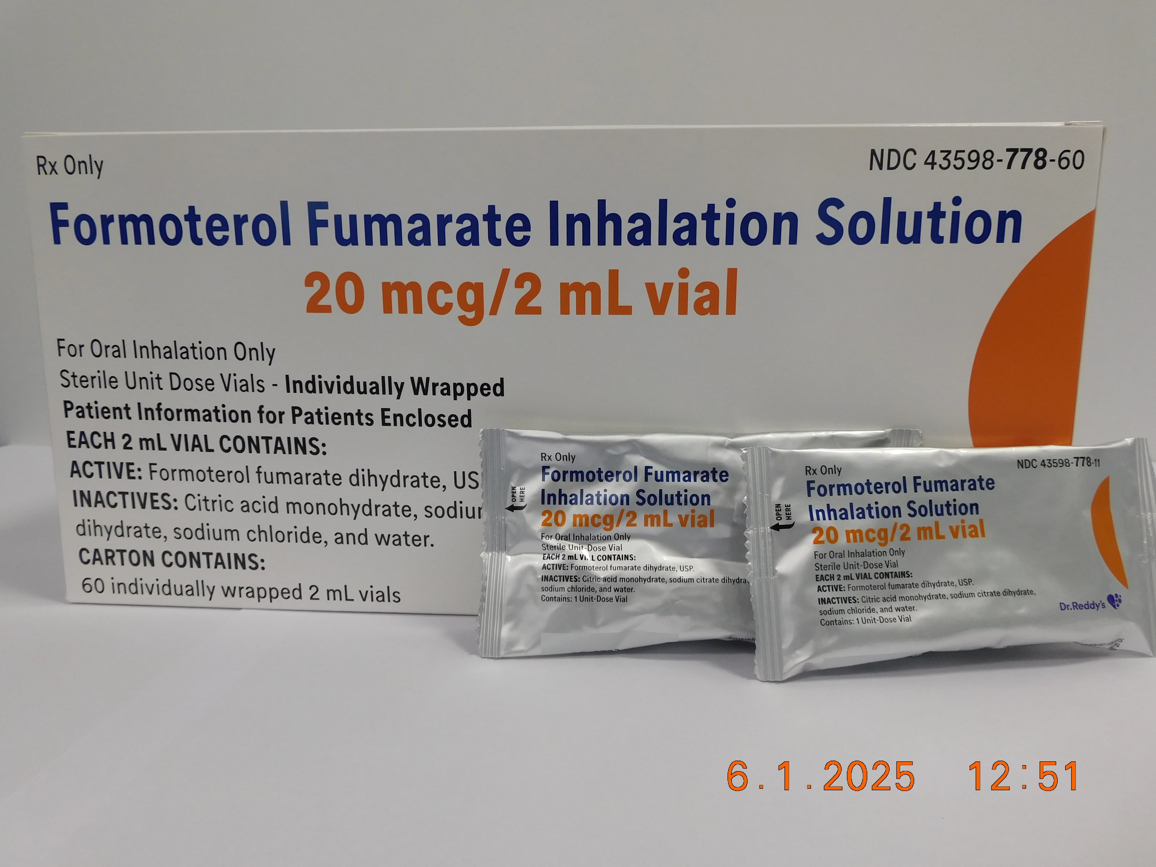 Formoterol Fumarate Inhalation Solution, 20 mcg/2 mL, 60 Ampules/Package (Dr. Reddy's Laboratories) - Formoterol Fum Inhal Sol 2mL - Image 1