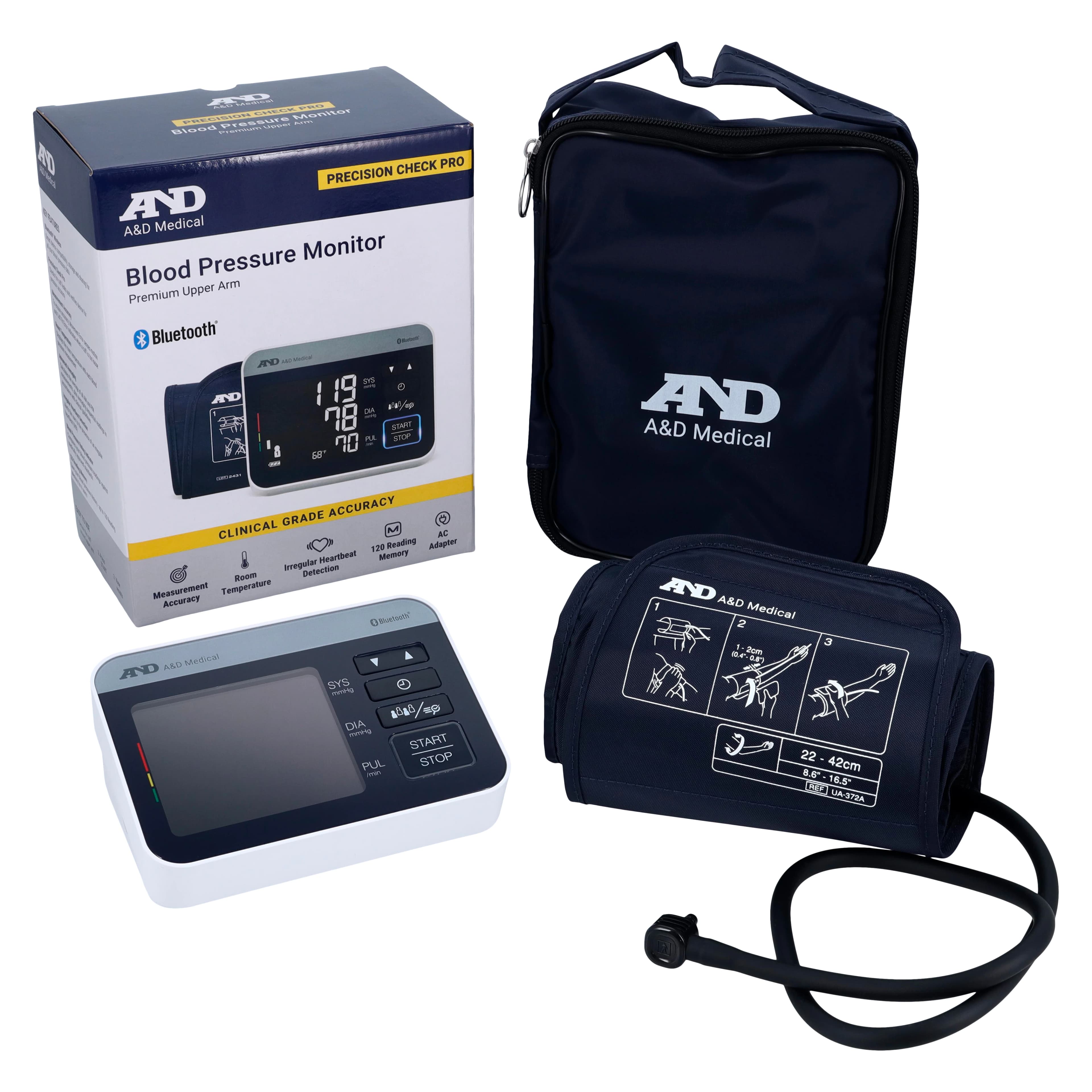 A&D Medical Digital Blood Pressure Monitor with Bluetooth, Cuff Size 22-42cm, UA-651BLE - Digital BP Monitor w/Bluetooth - Image 1