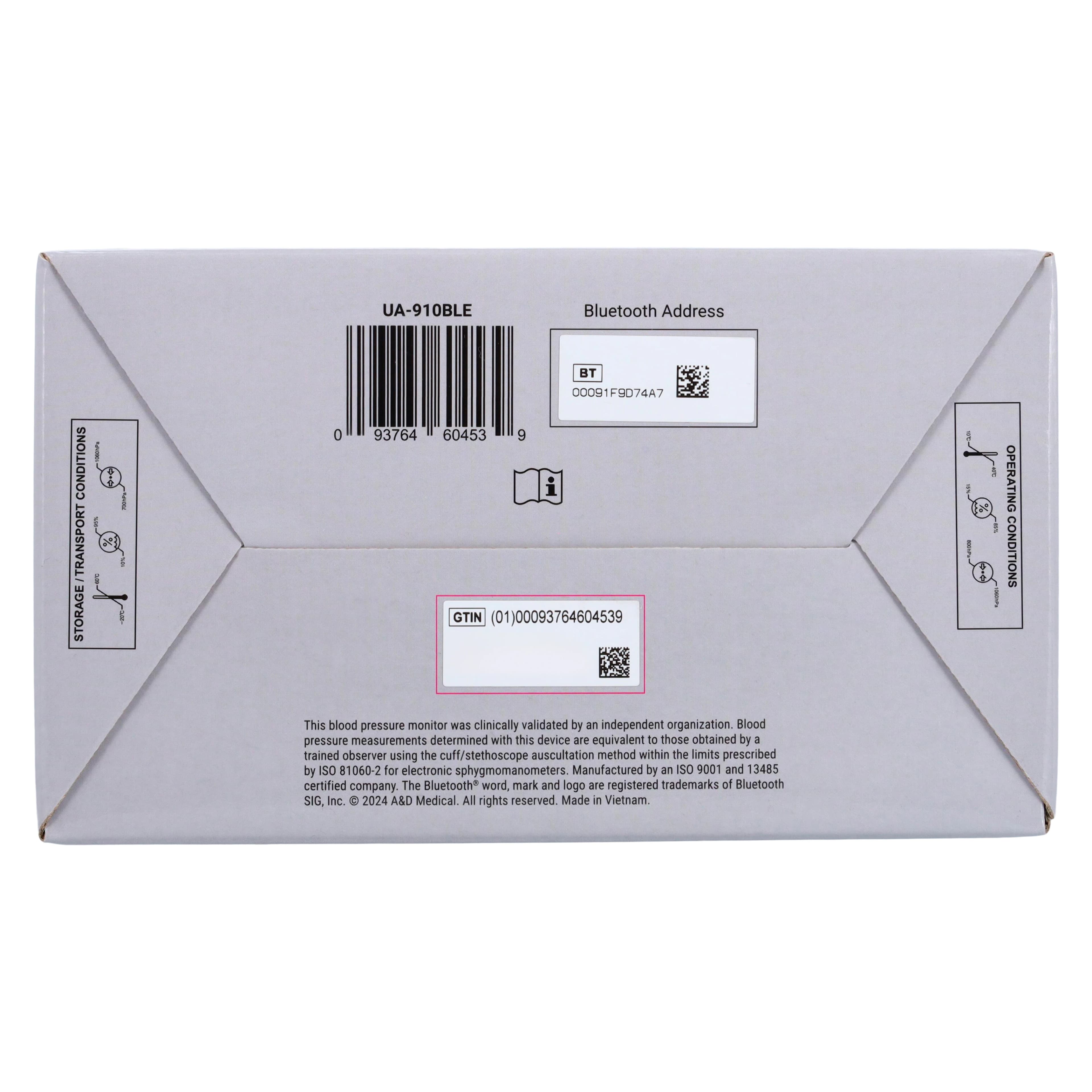 A&D Medical Digital Blood Pressure Monitor with Bluetooth, Cuff Size 22-42cm, UA-651BLE thumbnail 12
