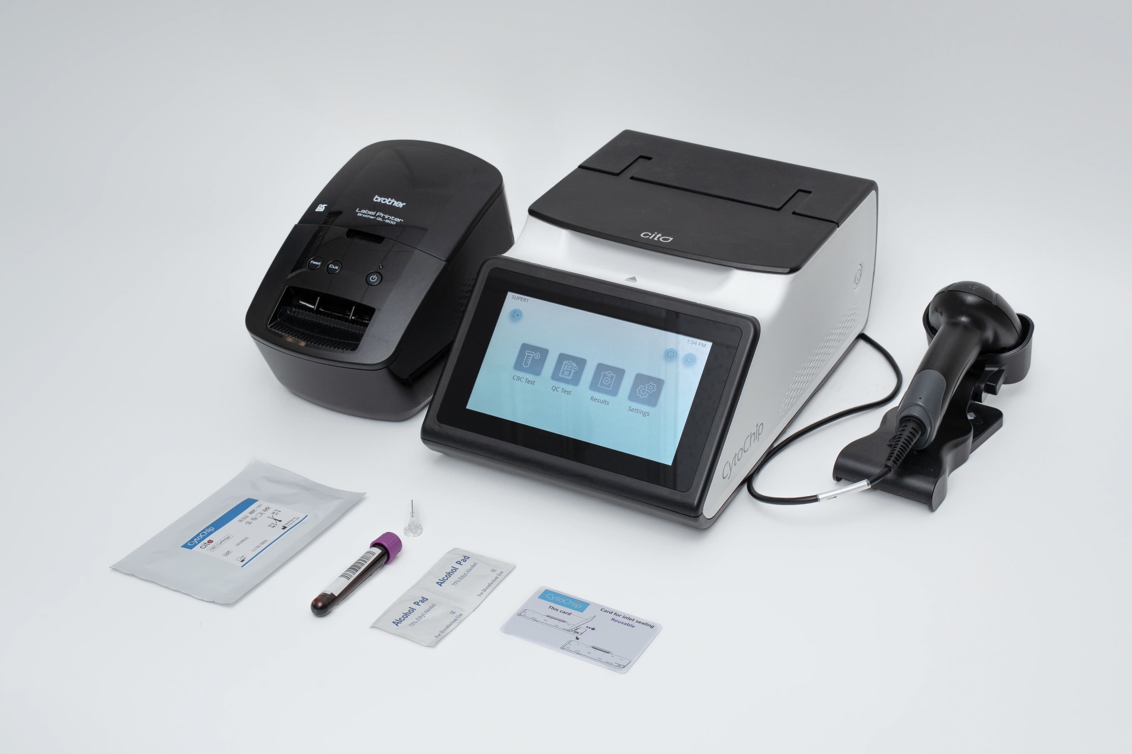 CytoChip CitoCBC Accessory Bundle (Barcode Scanner, Label Printer, Paper Label Roll) - Accessory Bundle - Image 1