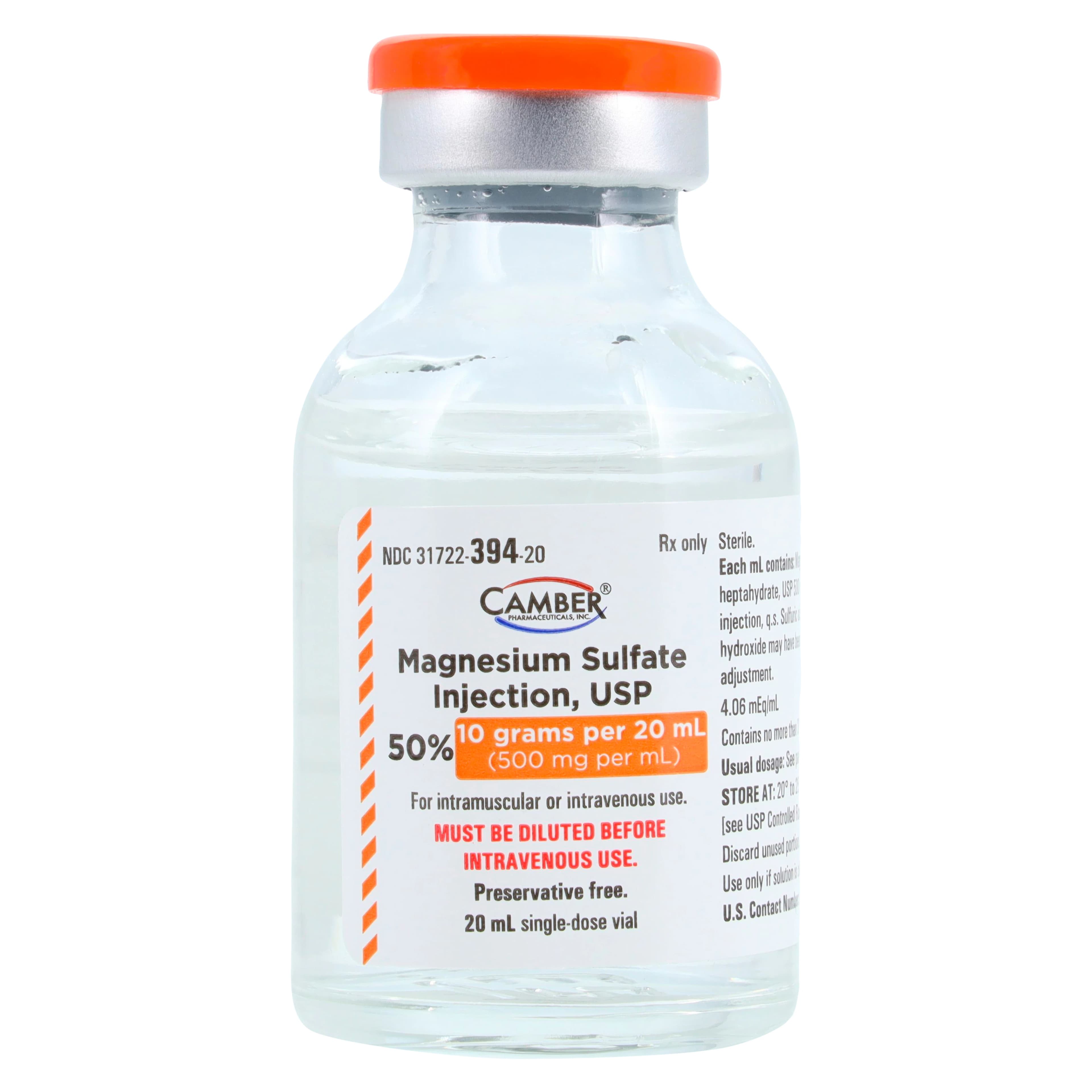 Magnesium Sulfate 50% Injection, 20 mL Single-Dose Vial, 25/Package thumbnail 2