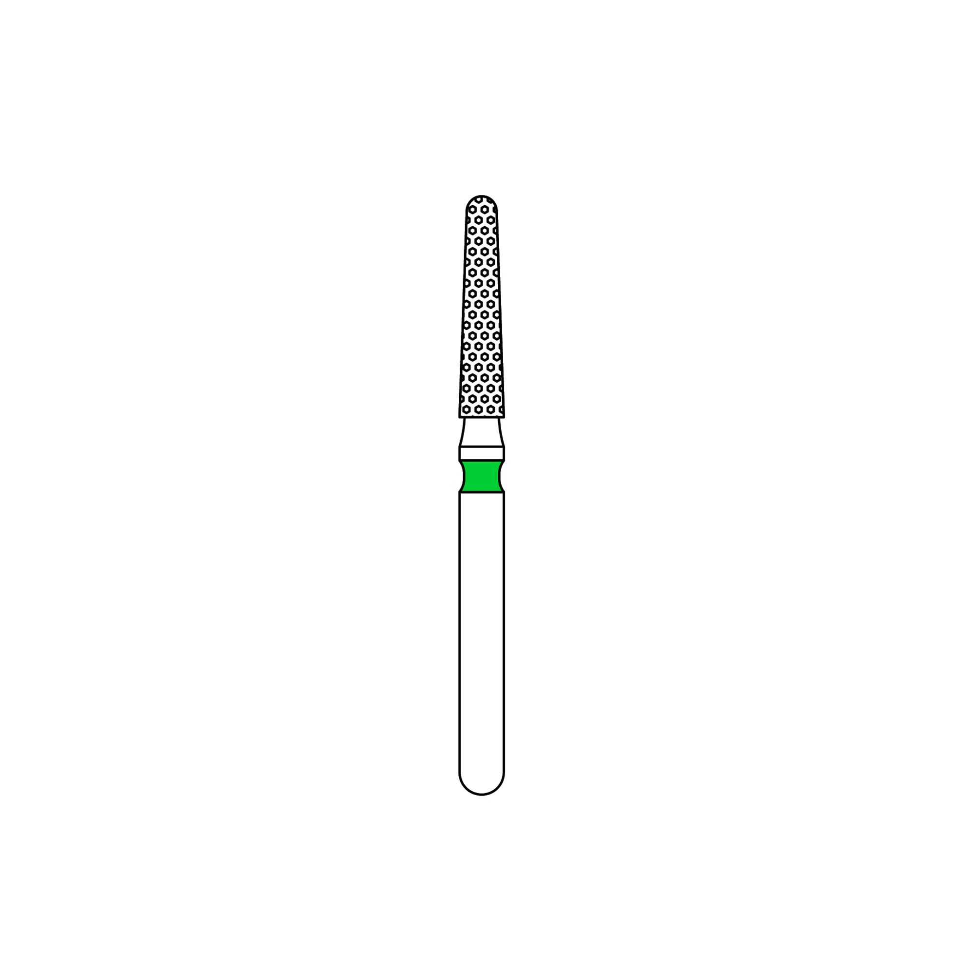 Priva FG #856.016 Coarse Grit Round End Taper Diamond Burs, 5/Pk, Green, P856016C - Priva FG #856.016 Coarse Grit Round End Taper Diamond Burs, 5/Pk - Image 1