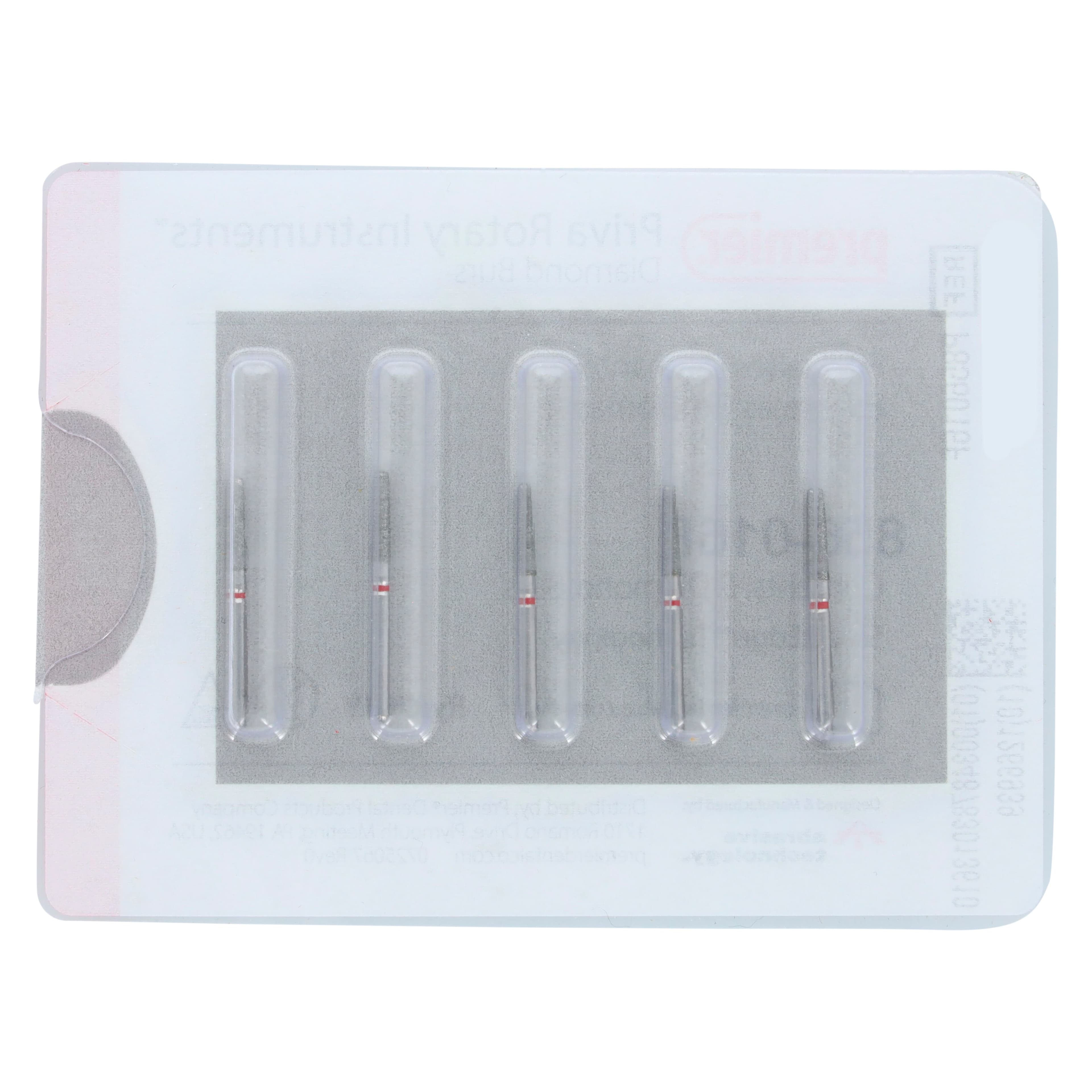 Priva Rotary Instruments Diamond Bur, FG, Fine Grit, Red Ring, Round End Taper, #856-016F, 1.6 mm Head Diameter, 5/Pkg, P856016F thumbnail 5