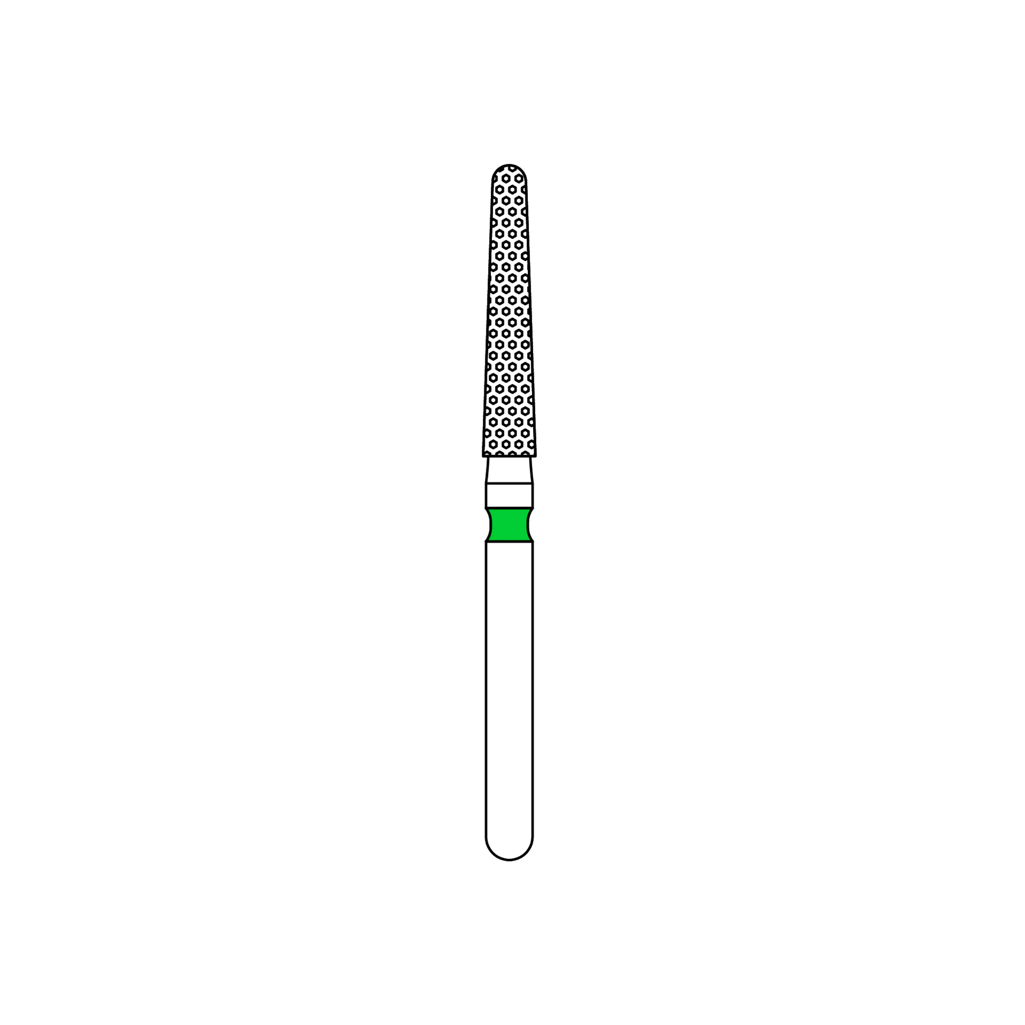 Priva Rotary Instruments Diamond Bur, FG, Coarse, Green, Round End Taper, 1.8 mm Head Diameter, 5/Pkg, #850-018C (P850018C) - Priva Rotary Instruments Diamond Burs – FG, Coarse, Green, Round End Taper, 5/Pkg - # 850, 1.8 mm Head Diameter - Image 1