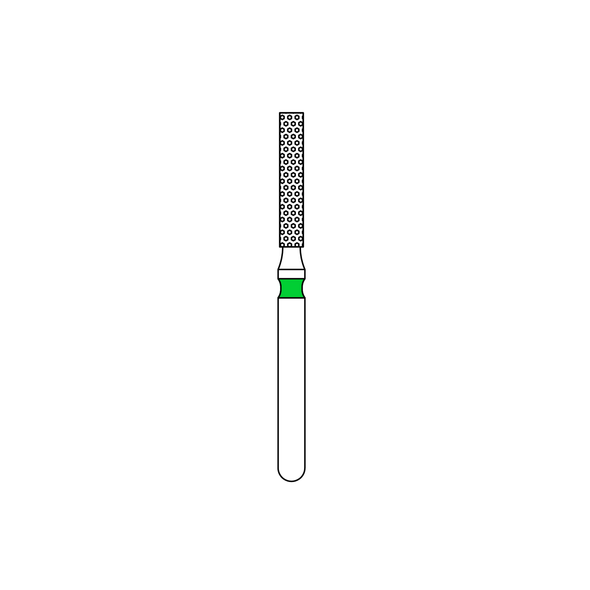 Priva Rotary Instruments Diamond Bur, FG, Coarse, Green, Flat End Cylinder, 1.4 mm Head Diameter, 5/Pkg, 837-014C - Priva Rotary Instruments Diamond Burs – FG, Coarse, Green, Flat End Cylinder, 5/Pkg - # 837, 1.4 mm Head Diameter - Image 1