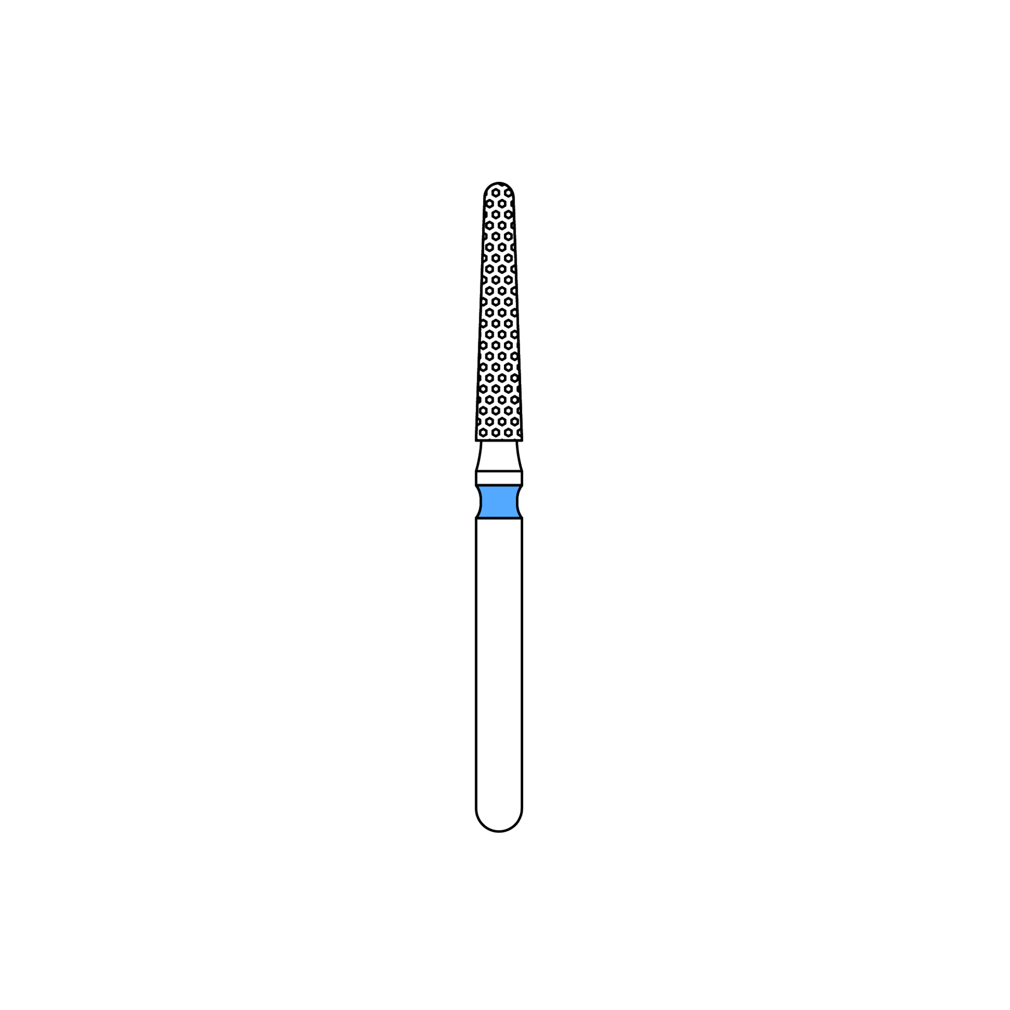 Priva Rotary Instruments Diamond Bur, FG, Round End Taper, Medium Grit, Blue Ring, 1.6 mm Head Diameter, 5/Pkg, #856L-016M (P856L016M) - Priva Rotary Instruments Diamond Burs – FG, Medium, Blue, Round End Taper, 5/Pkg - # 856L, 1.6 mm Head Diameter - Image 1