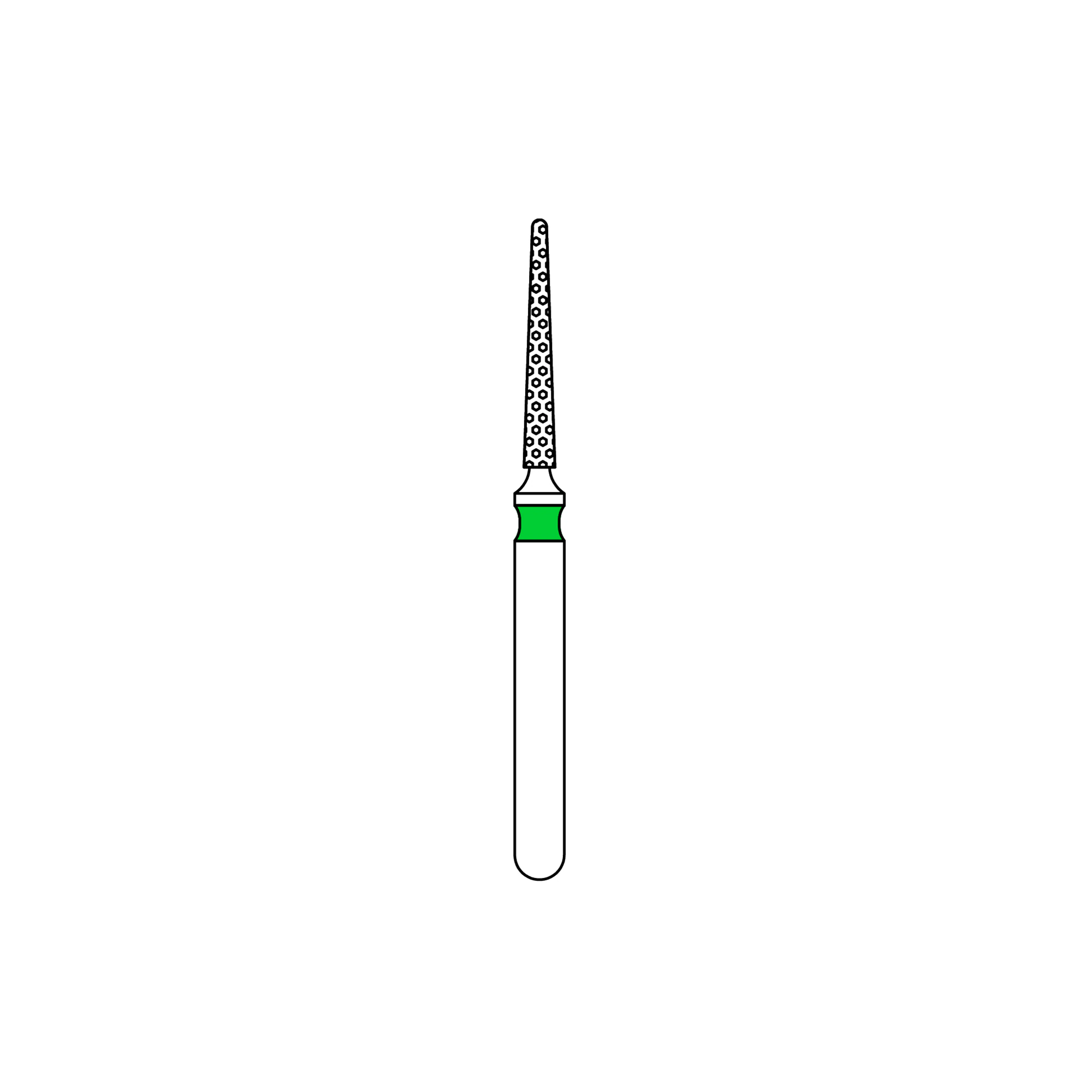 Priva Rotary Instruments Diamond Bur, FG, Coarse, Green, Needle, 1.0 mm Head Diameter, 5/Pkg, #858-010C - Priva Rotary Instruments Diamond Burs – FG, Coarse, Green, Needle, 5/Pkg - # 858, 1.0 mm Head Diameter - Image 1