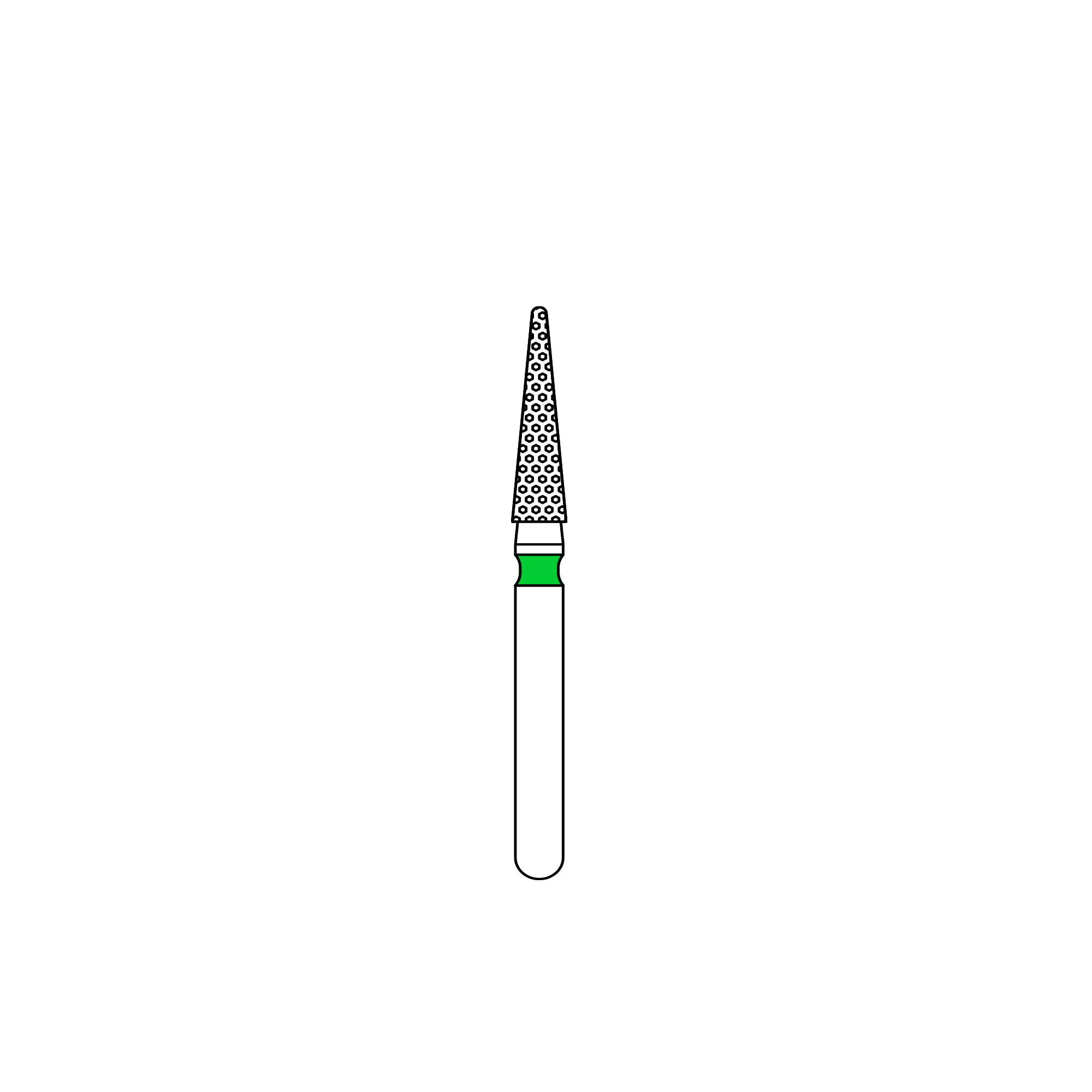 Priva Rotary Instruments Diamond Bur 858-018C, FG, Coarse, Green, Needle, 1.8 mm Head Diameter, 5/Pkg - Priva Rotary Instruments Diamond Burs – FG, Coarse, Green, Needle, 5/Pkg - # 858, 1.8 mm Head Diameter - Image 1