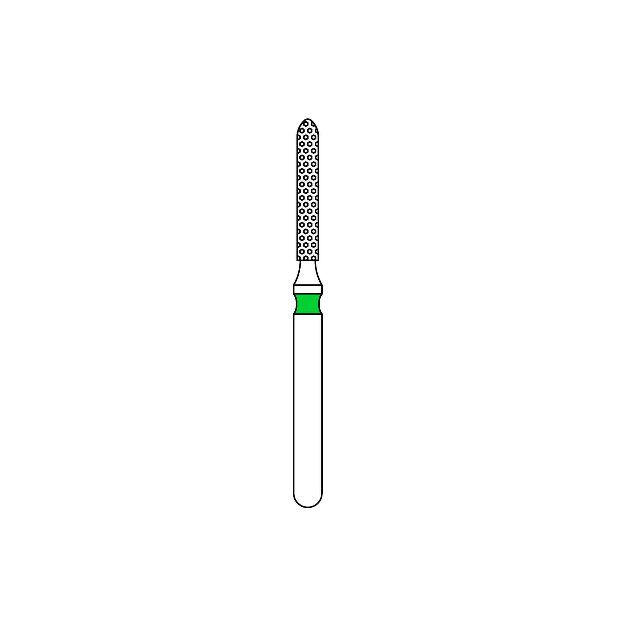 Priva Rotary Instruments Diamond Bur 878-012C, FG, Coarse, Green, Flame, 1.2 mm Head Diameter, 5/Pkg - Priva Rotary Instruments Diamond Burs – FG, Coarse, Green, Flame, 5/Pkg - # 878, 1.2 mm Head Diameter - Image 1