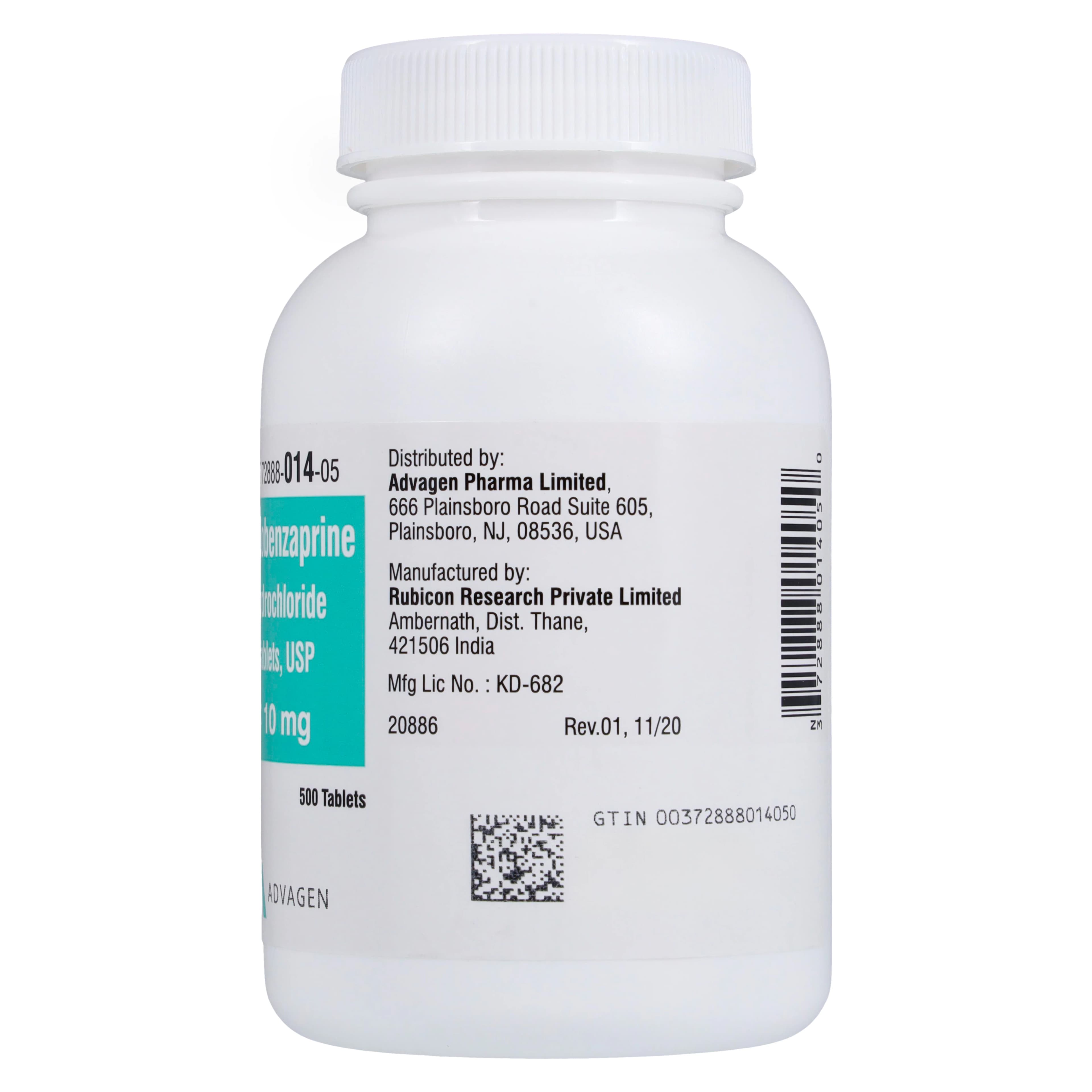 Cyclobenzaprine HCl Tablets 10 mg, 500 Count Bottle (AdvaGen Pharma) thumbnail 3
