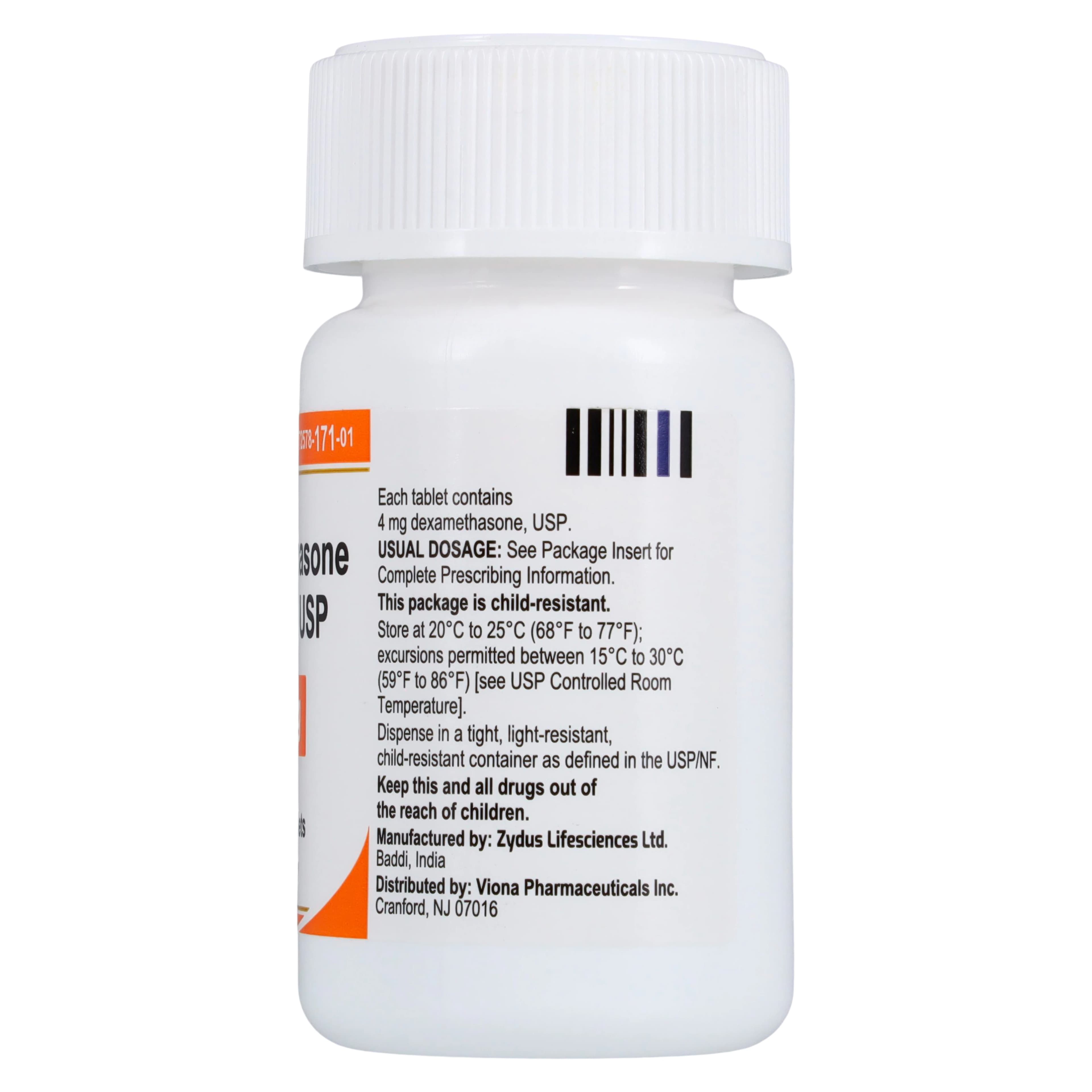 Dexamethasone Tablets 4mg, 100 Count Bottle (Viona Pharmaceuticals) thumbnail 2