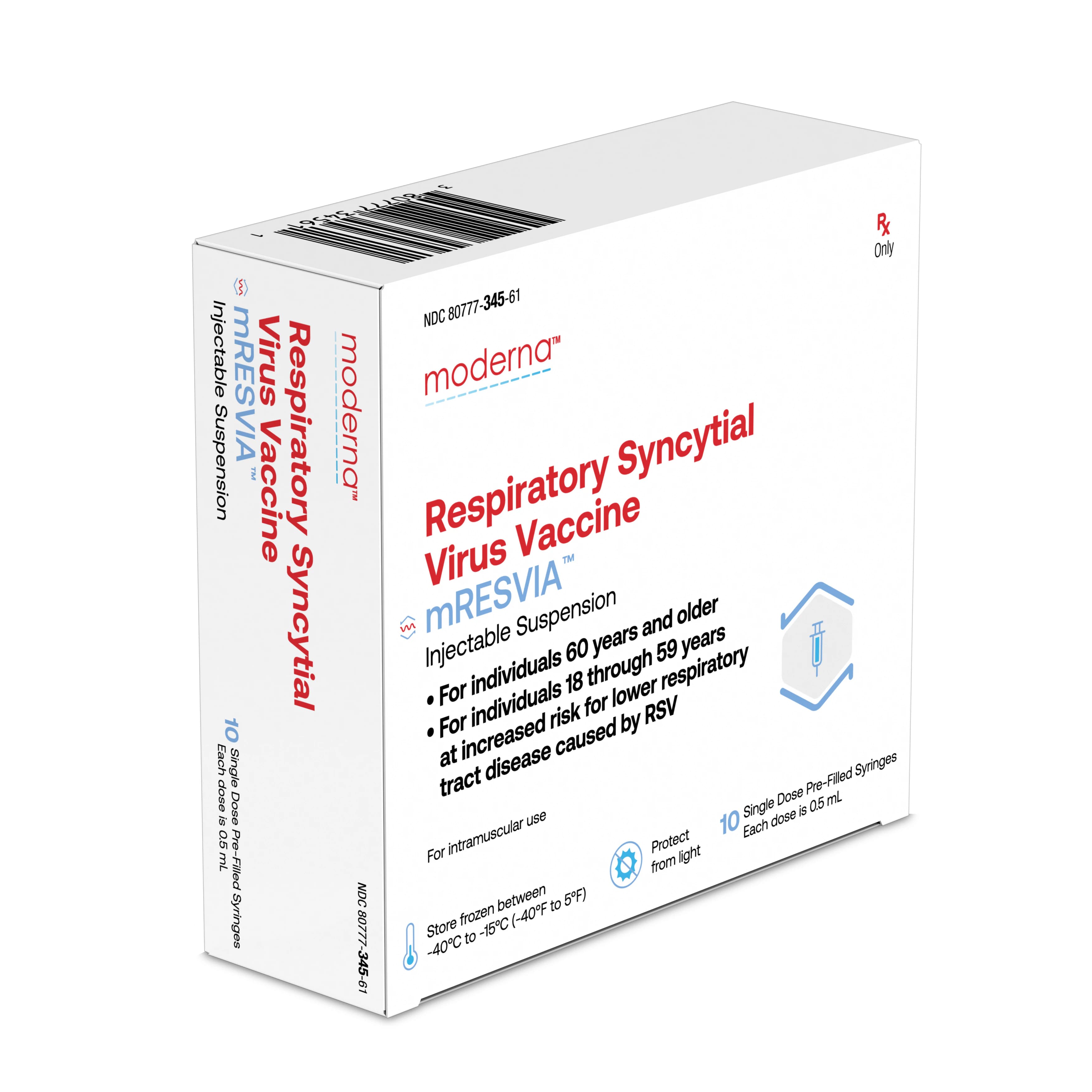 mRESVIA (Respiratory Syncytial Virus Vaccine) Prefilled Syringe, 0.1 mg/mL, 0.7 mL, 10/Bx - mRESVIA RSV Vaccine PFS 10/Bx - Image 1