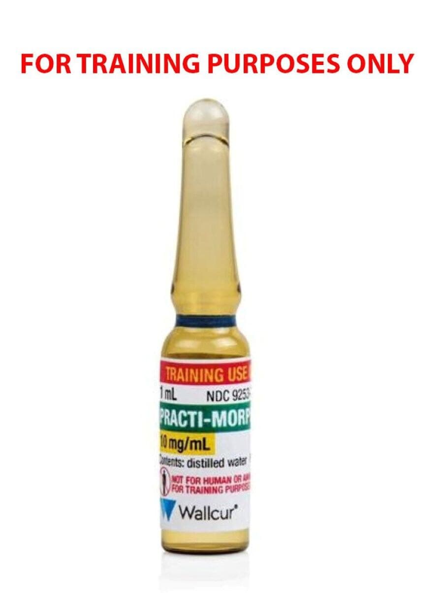 Practi-Morphine Ampules, Simulated Medication, 10mg/1mL, 100 Pack - Practi-Morphine Ampules - Image 1