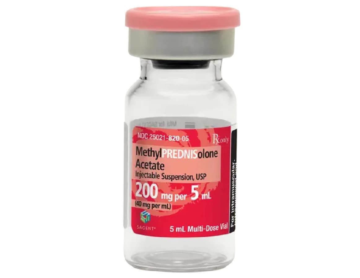 Methylprednisolone Acetate Injection, 40 mg/mL, 5 mL Multi-Dose Vial, Sagent Pharmaceuticals - Methylprednisolone Ace MDV 5ml - Image 1