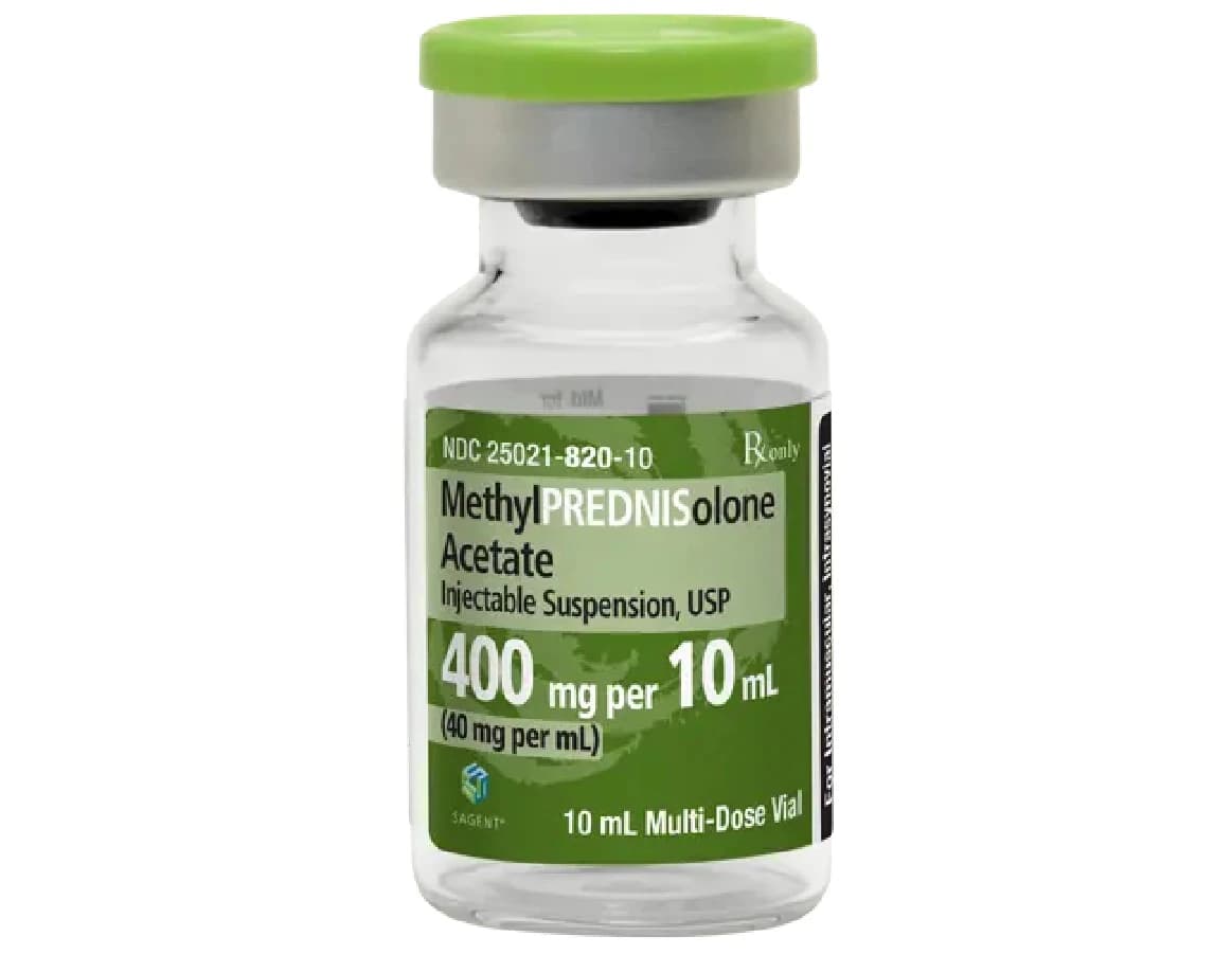 Methylprednisolone Acetate Injection, 40 mg/mL, 10 mL Multi-Dose Vial, Sagent Pharmaceuticals - Methylprednisolone Ac MDV 10ml - Image 1