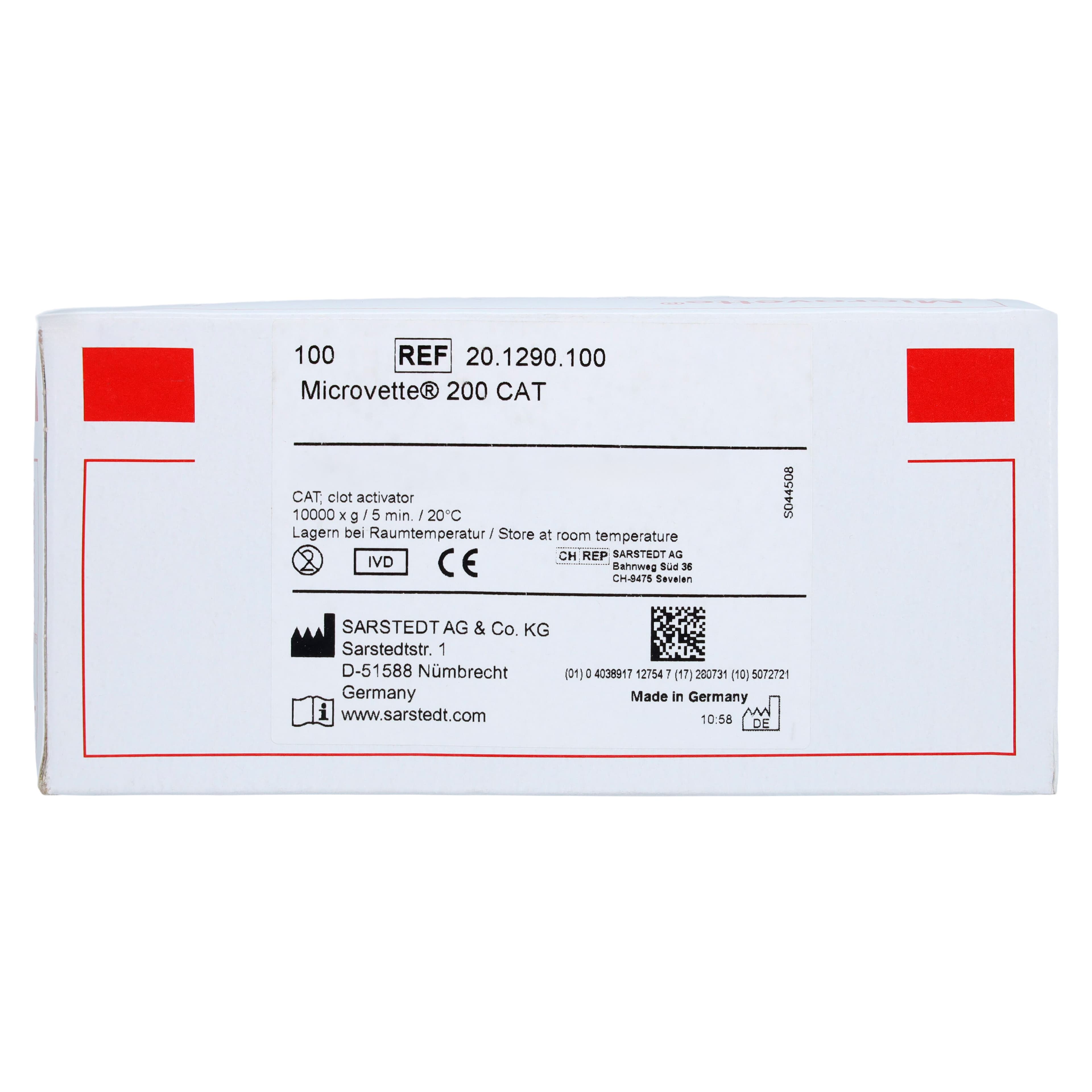Sarstedt Microvette 200 Capillary Blood Collection Tube, Serum CAT, Red Cap, 200 µL, 1000/Case thumbnail 3