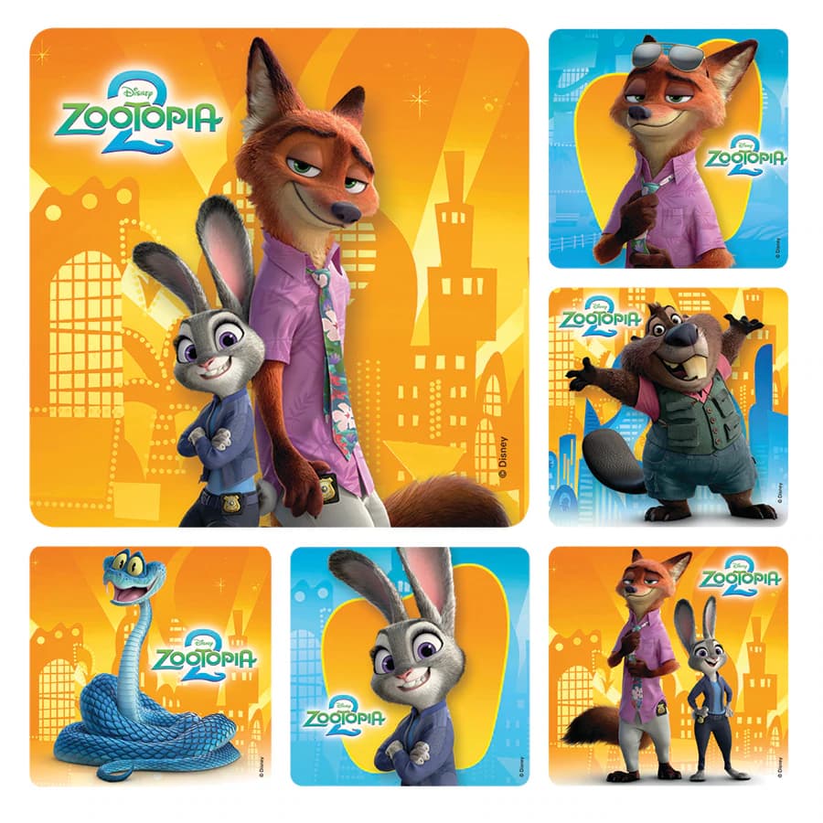 Disney Zootopia 2 Assorted Stickers, 2.5" x 2.5", 100/Roll, PS811 - Zootopia 2 Stickers - Image 1