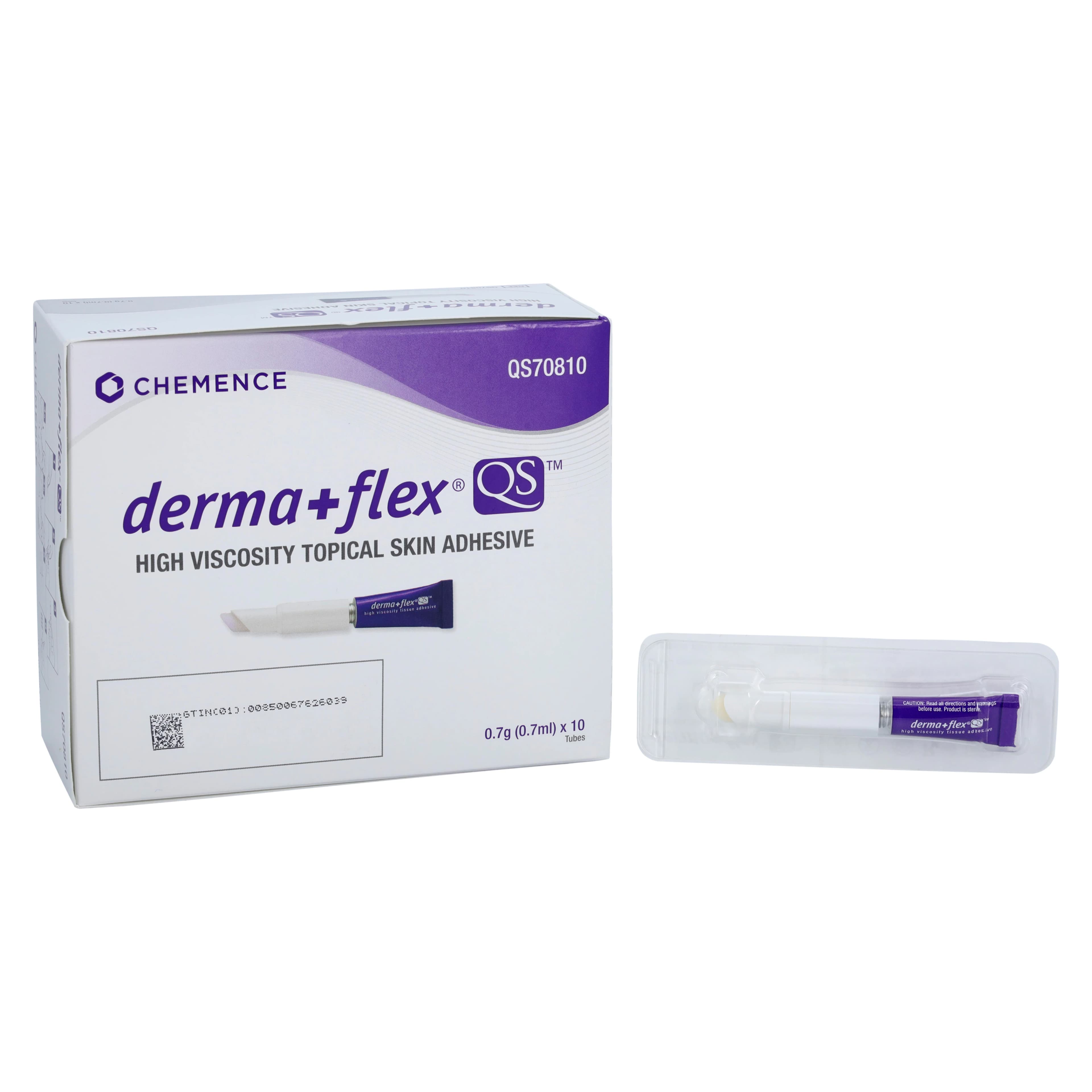 DermaFlex QS Topical Skin Adhesive, 2-Octyl Cyanoacrylate, 0.7mL, Purple, 10/Box - DermaFlex QS Skin Adhesive - Image 1