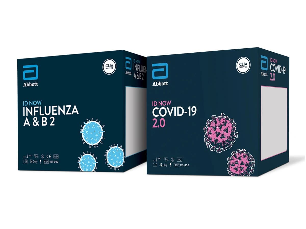 Abbott ID NOW Flu A&B 2/COVID-19 2.0 Test Bundle, CLIA Waived, 2 Packs of 24 Tests Each (48 Tests Total) - IDNOW Flu A&B2/COV19 Bundle - Image 1