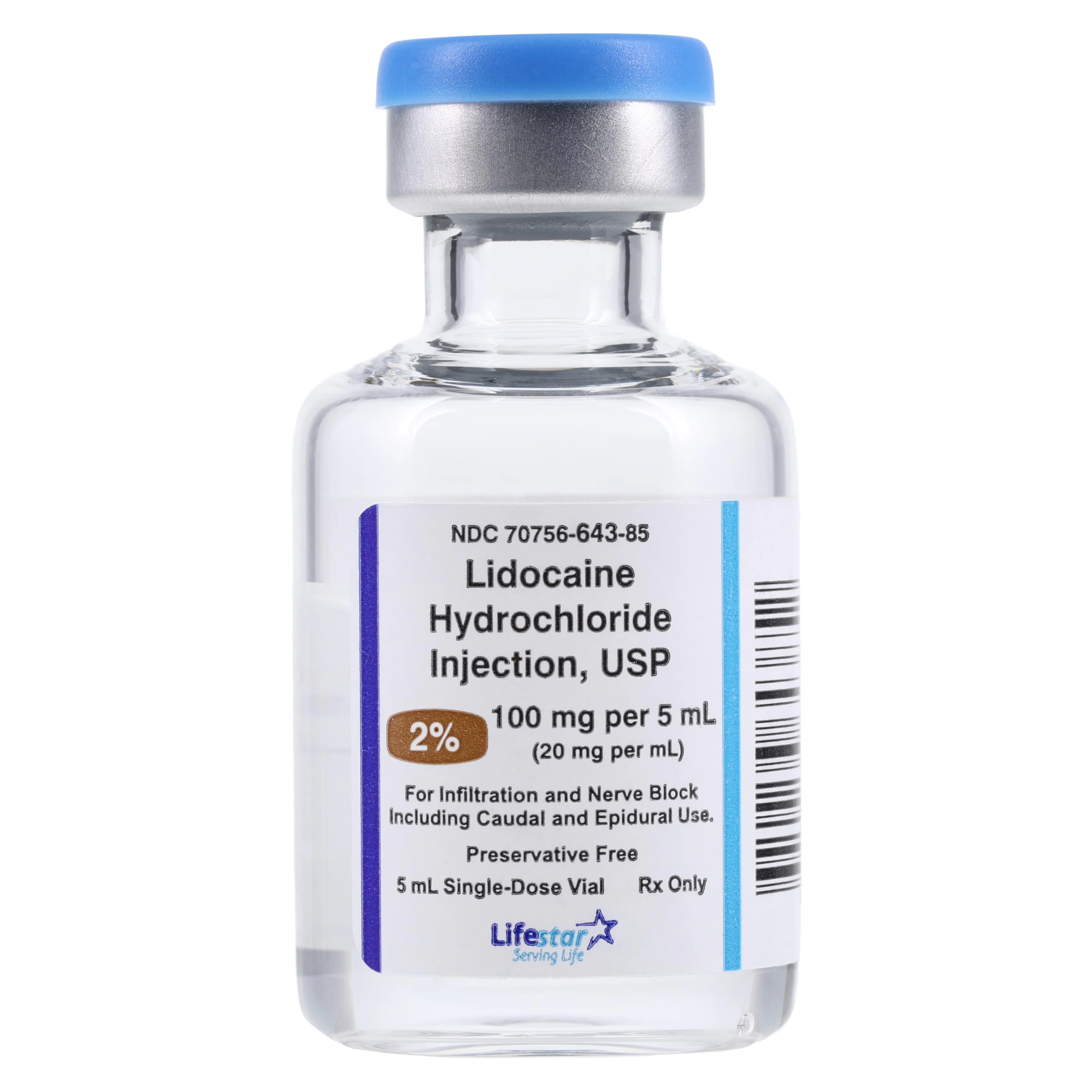 Lidocaine HCl Injection 2% SDV 5mL, 25/Package thumbnail 4