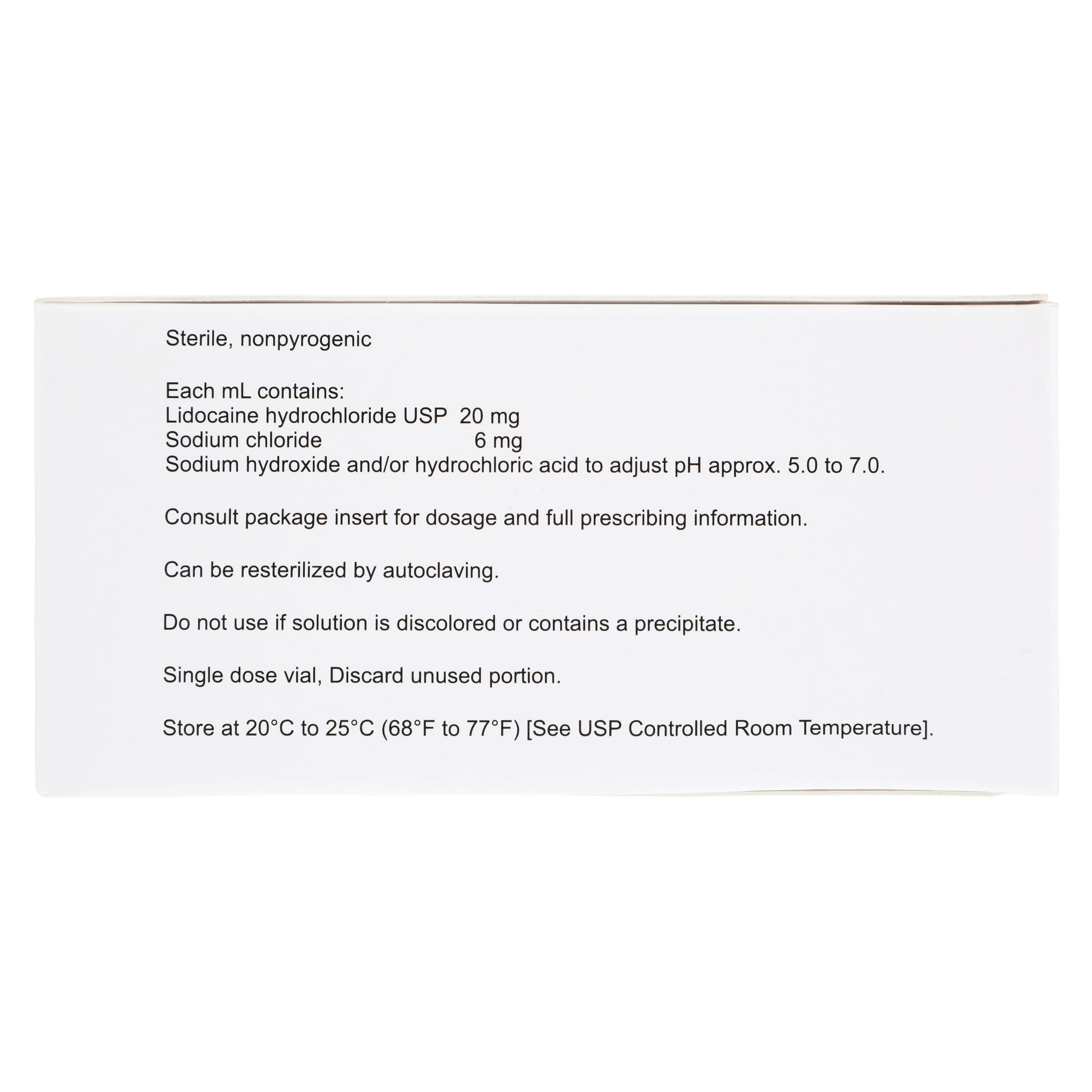 Lidocaine HCl Injection 2% SDV 5mL, 25/Package thumbnail 5