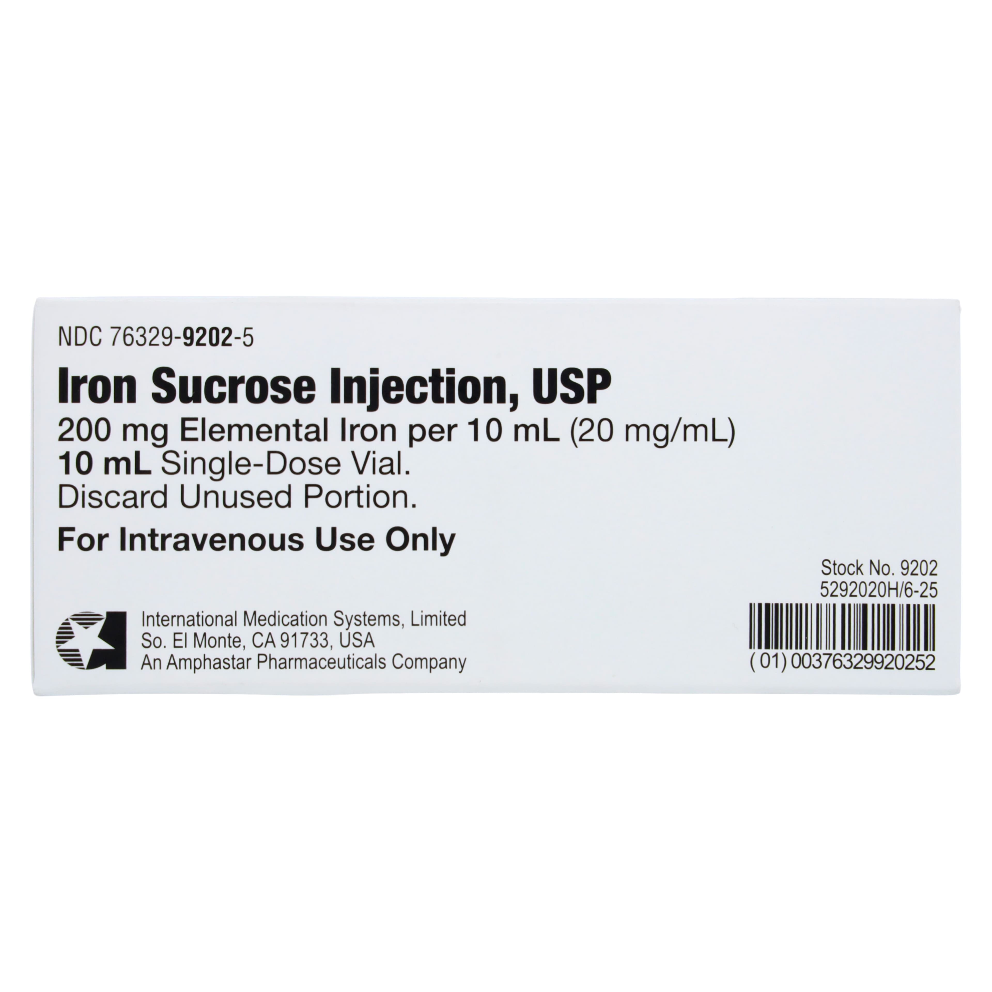 Iron Sucrose Injection 20 mg/mL, Single-Dose Vial 10 mL, 5/Package thumbnail 4