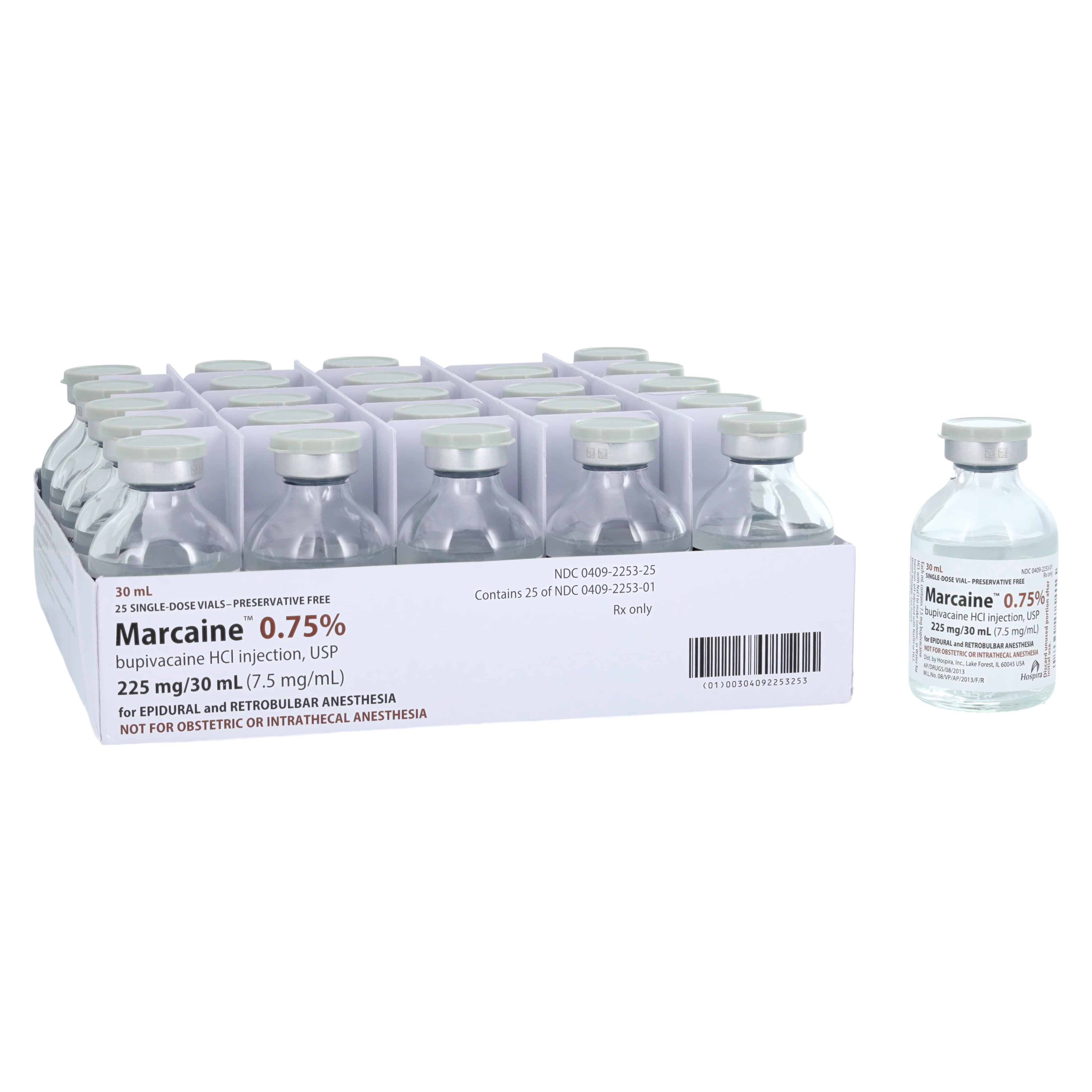 Marcaine Injection 0.75% Preservative Free SDV 30mL, 25/Package thumbnail 2