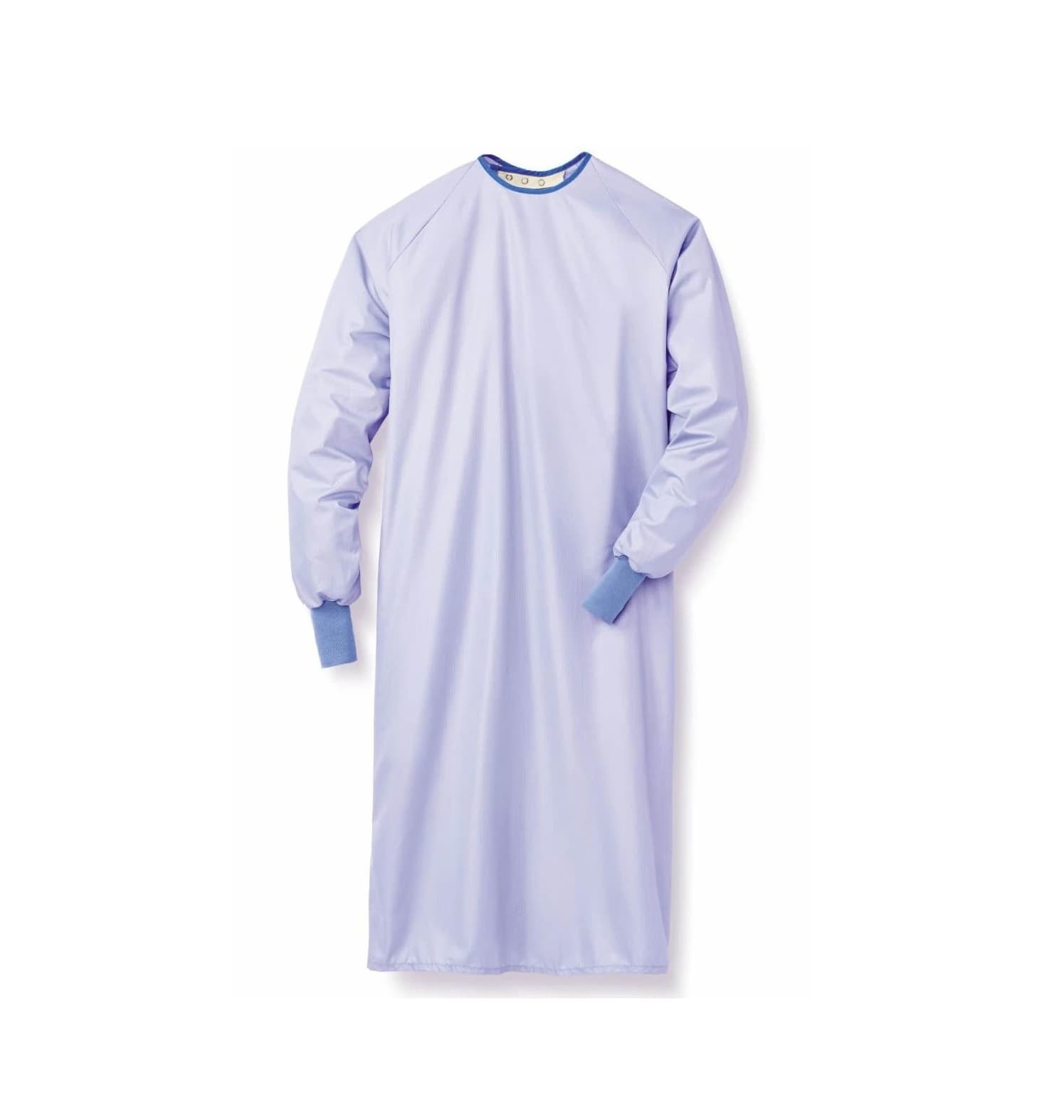 Medline Blockade Reusable Cover Gown, 99% Polyester / 1% Carbon, Large, Ceil Blue, Neck Ties, Knit Cuffs, 12/Case - Gown Cover Blockade Reusable C - Image 1