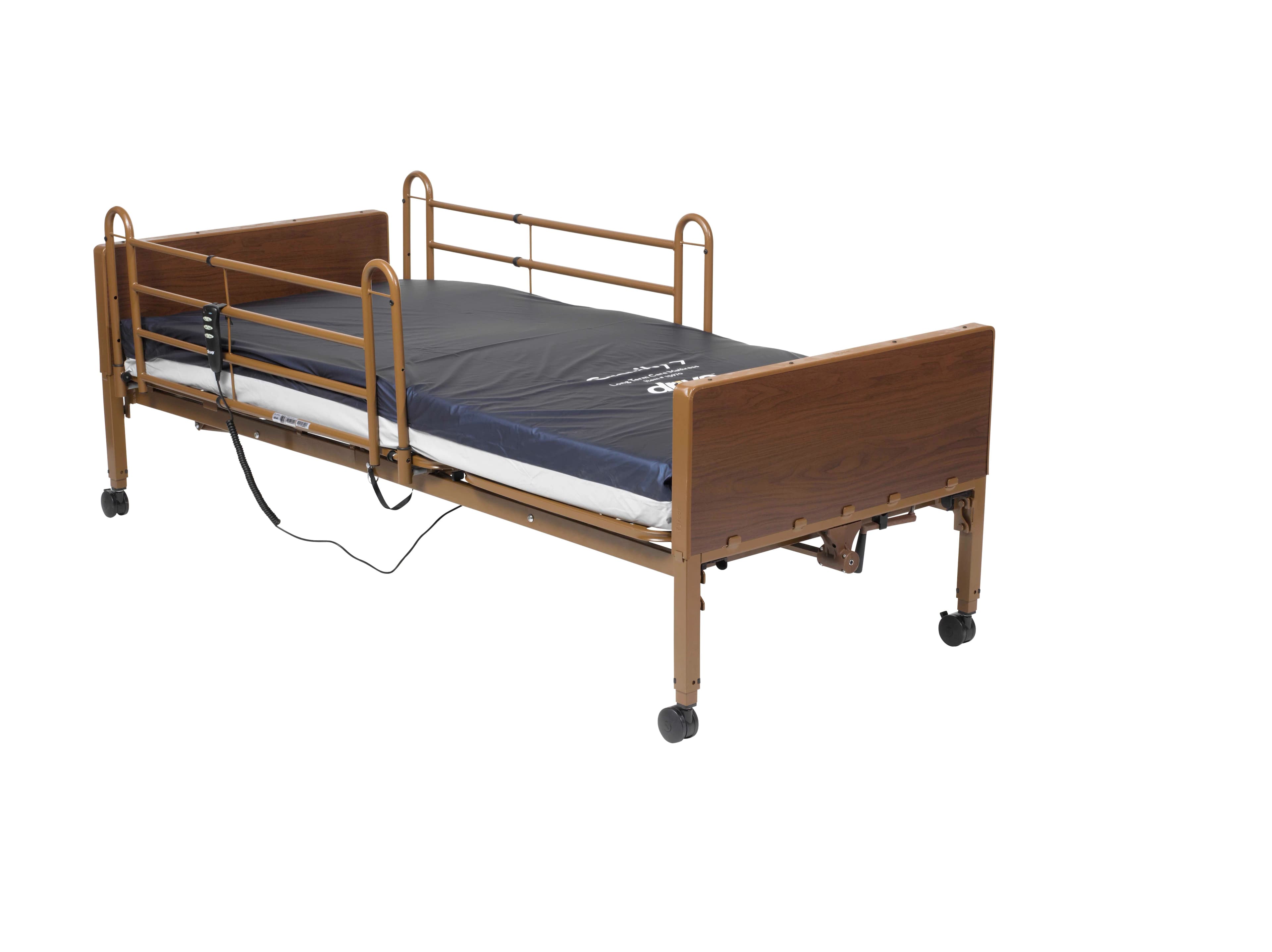 Drive Medical Semi-Electric Bed with Full Rail and Fiber Mattress - Bed Semi-Electric Full Rail Fi - Image 1