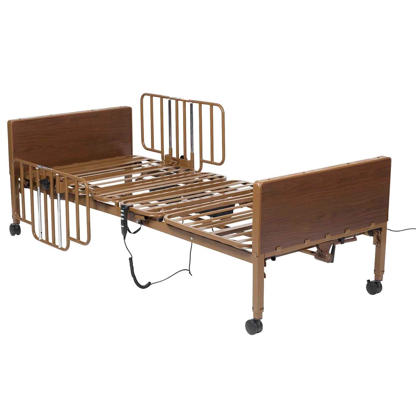 Drive Medical Semi-Electric Bed with Half Rail and Spring Mattress - Bed Semi-Electric Half Rail Sp - Image 1