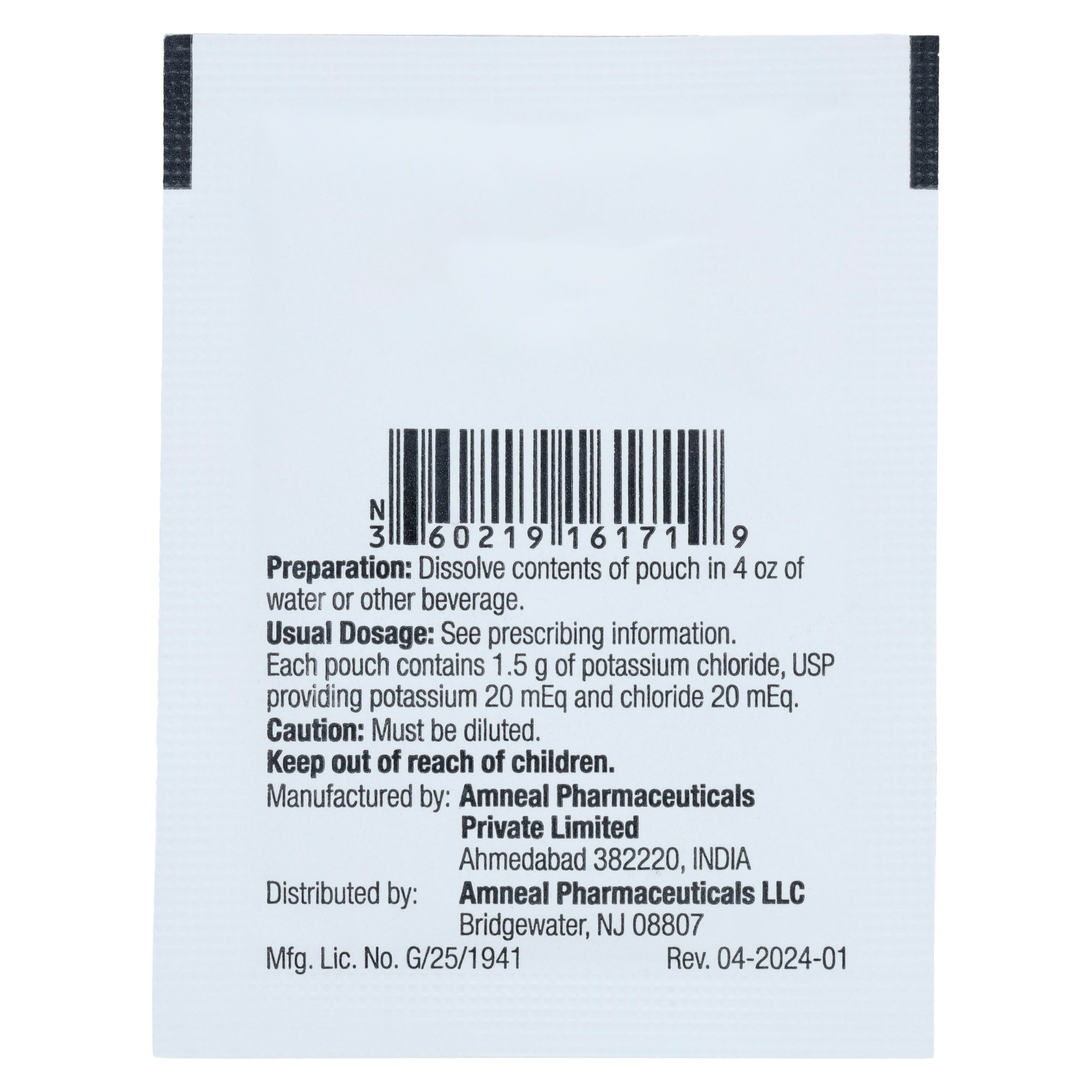 Potassium Chloride Powder for Oral Suspension, 20 mEq, 100 Packets/Box, Amneal thumbnail 4