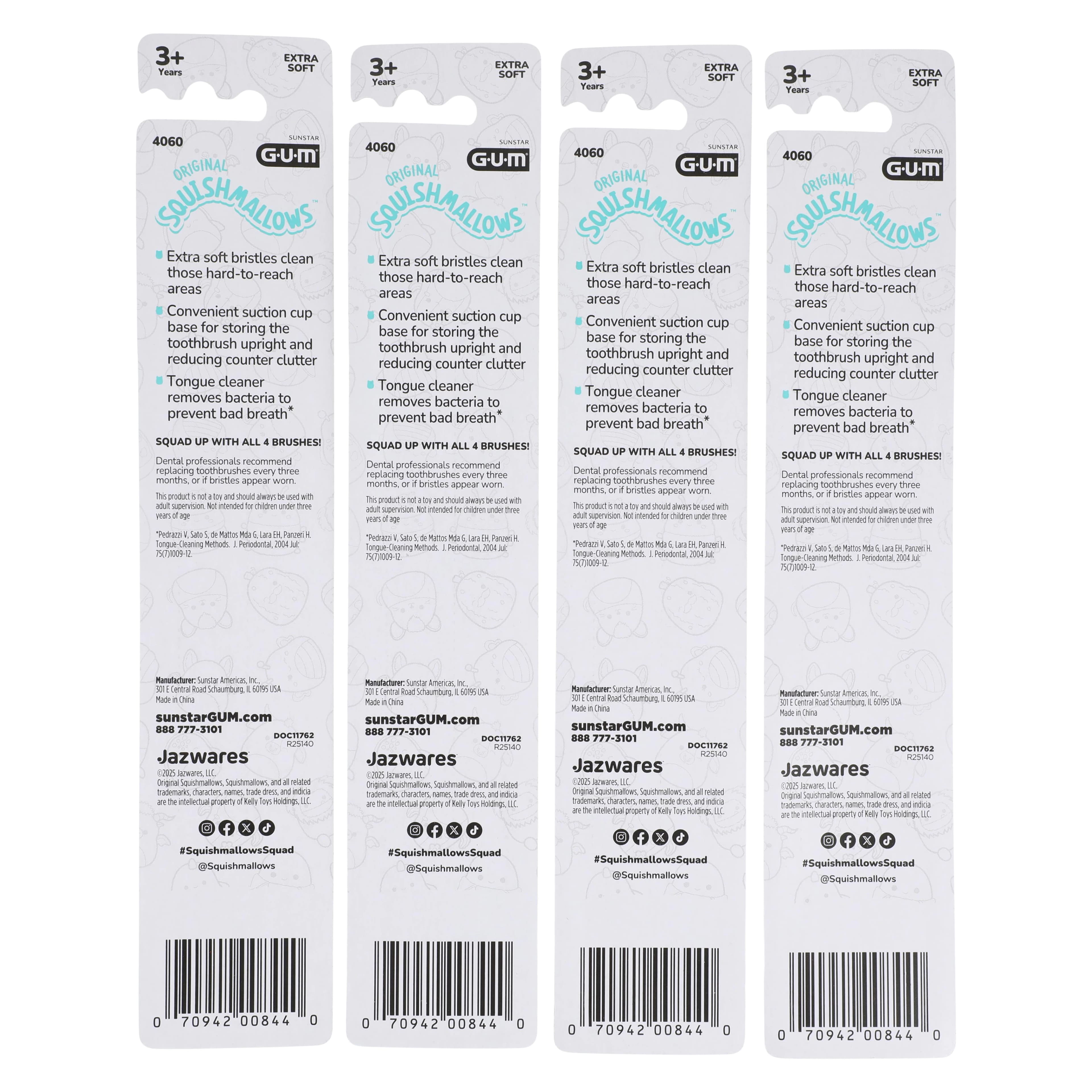 GUM Squishmallows Manual Toothbrush, Ultra-Soft, Child (Ages 3+), Assorted, 12/Pkg, Item #4060SM1 thumbnail 2