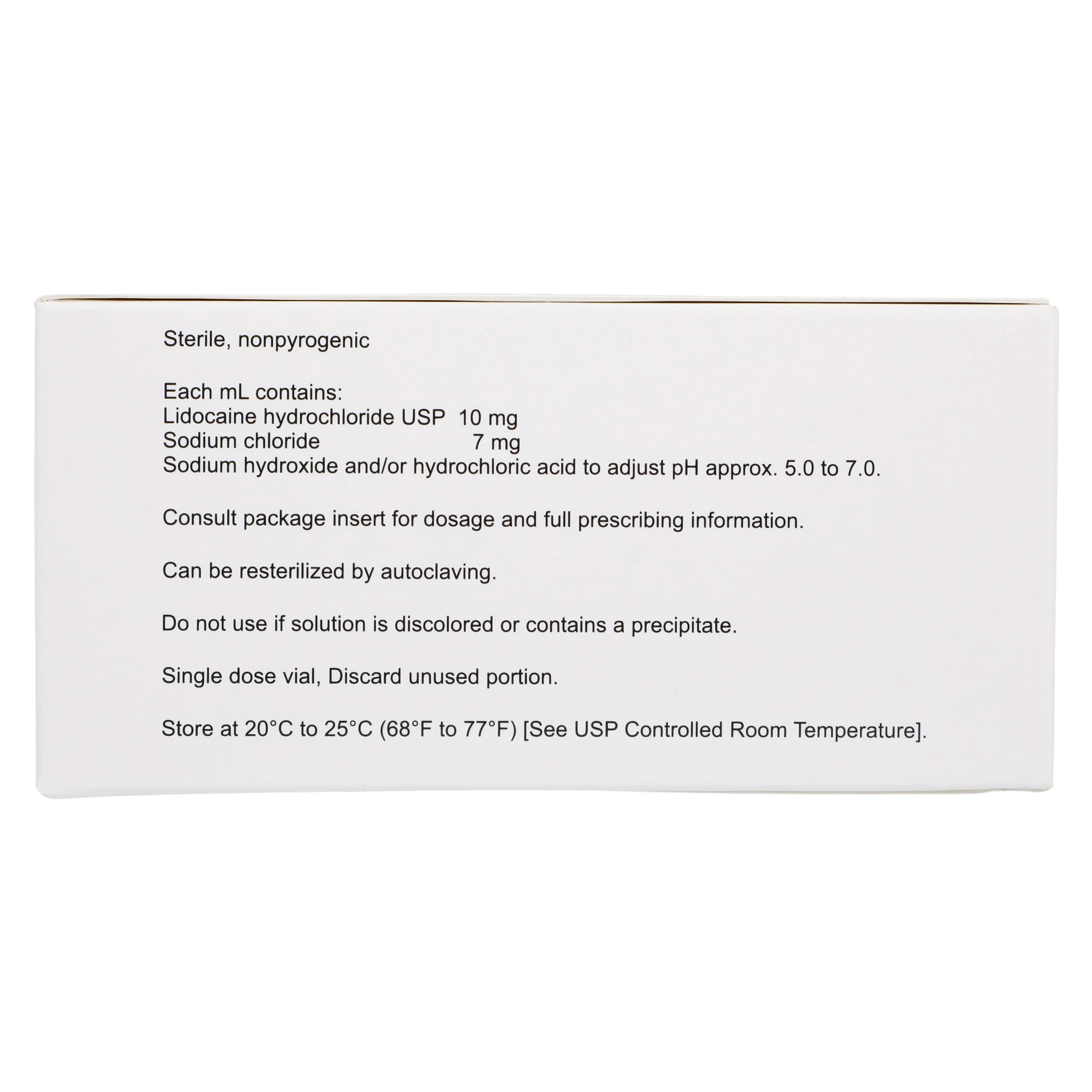 Lidocaine HCl Injection 1% Preservative Free SDV 5mL (25/Package) thumbnail 5