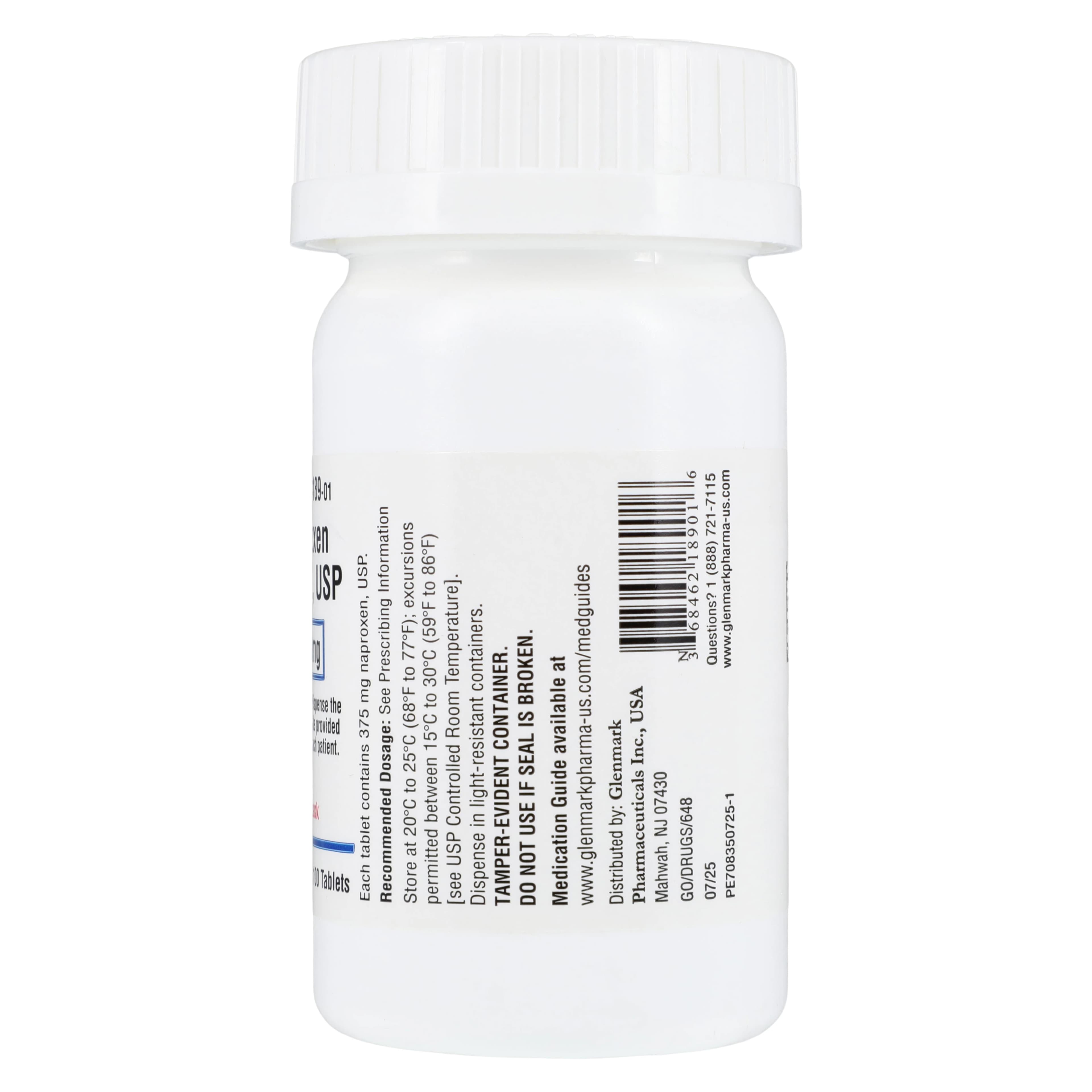 Naproxen Tablets 375mg, 100 Count Bottle (Glenmark Pharmaceuticals) thumbnail 2
